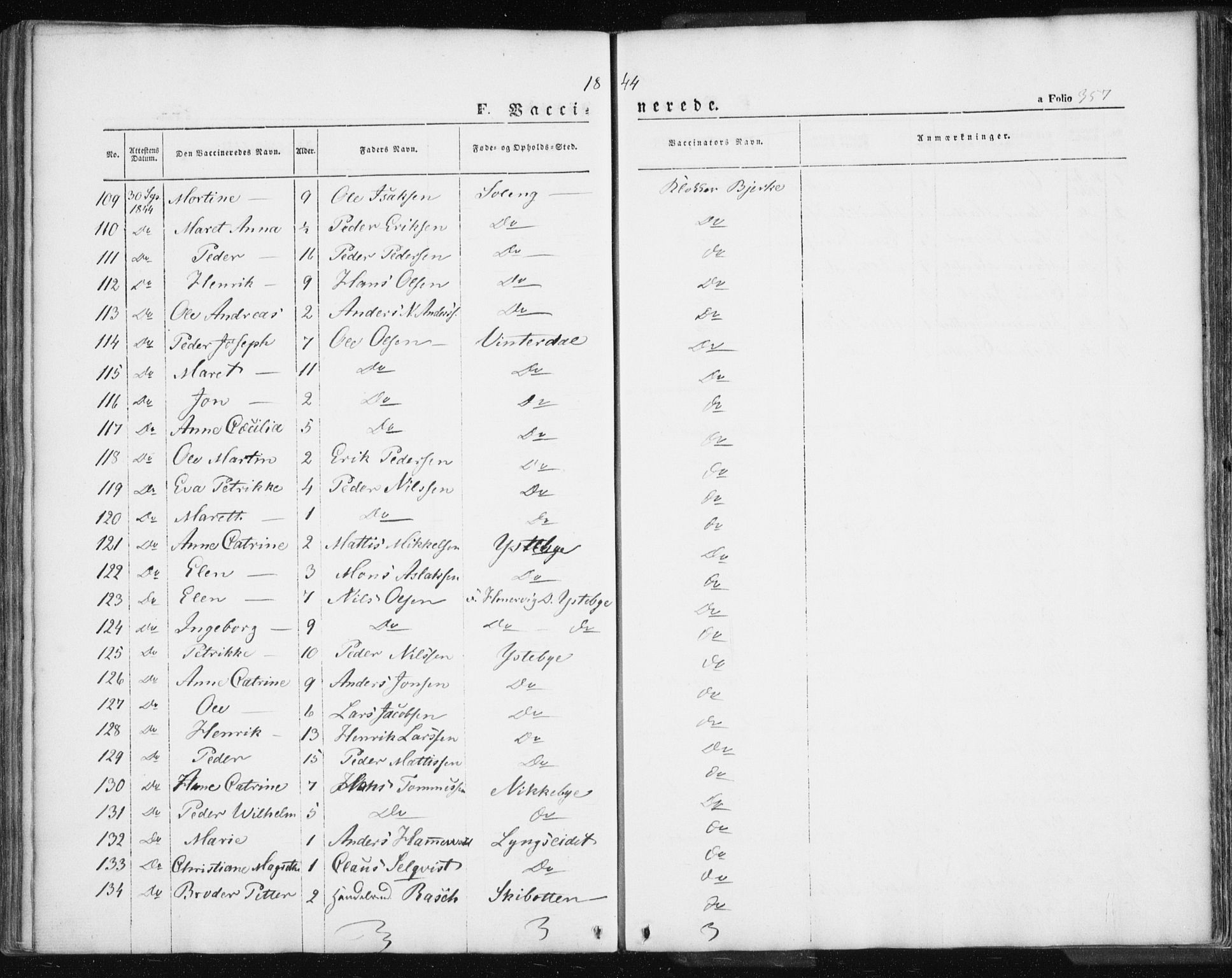 Lyngen sokneprestembete, AV/SATØ-S-1289/H/He/Hea/L0004kirke: Parish register (official) no. 4, 1839-1858, p. 357