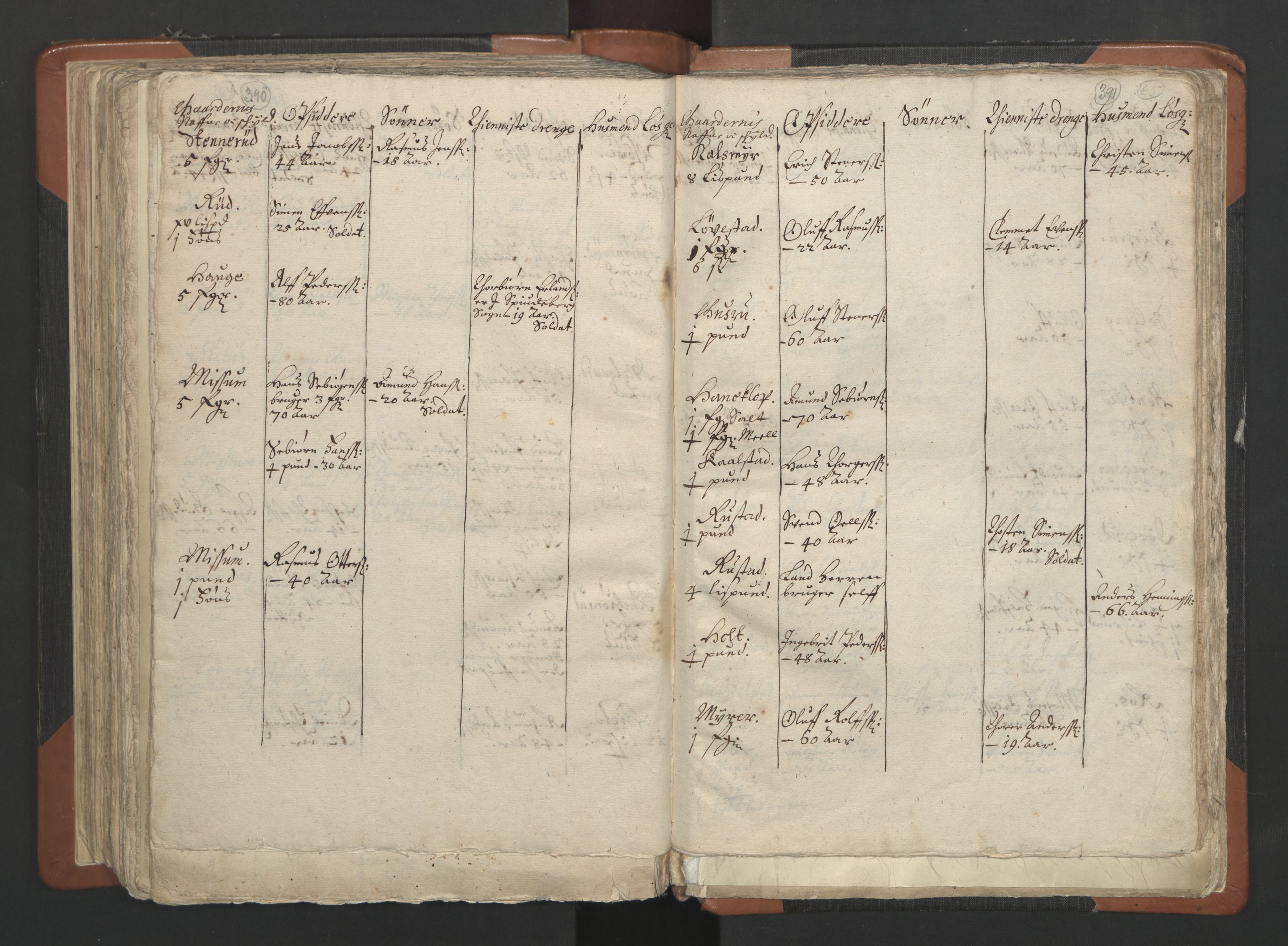 RA, Vicar's Census 1664-1666, no. 2: Øvre Borgesyssel deanery, 1664-1666, p. 390-391