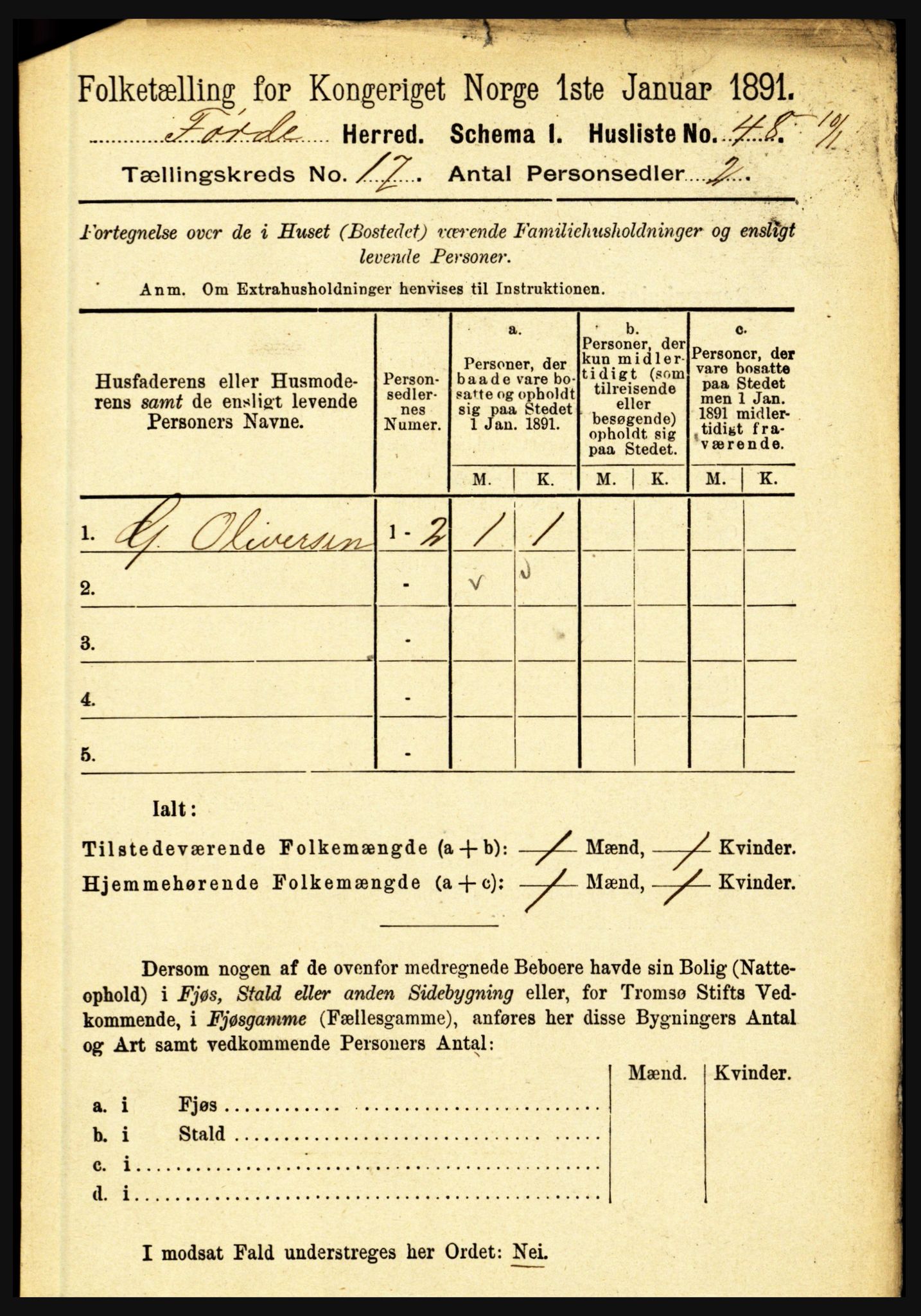 RA, 1891 census for 1432 Førde, 1891, p. 6017