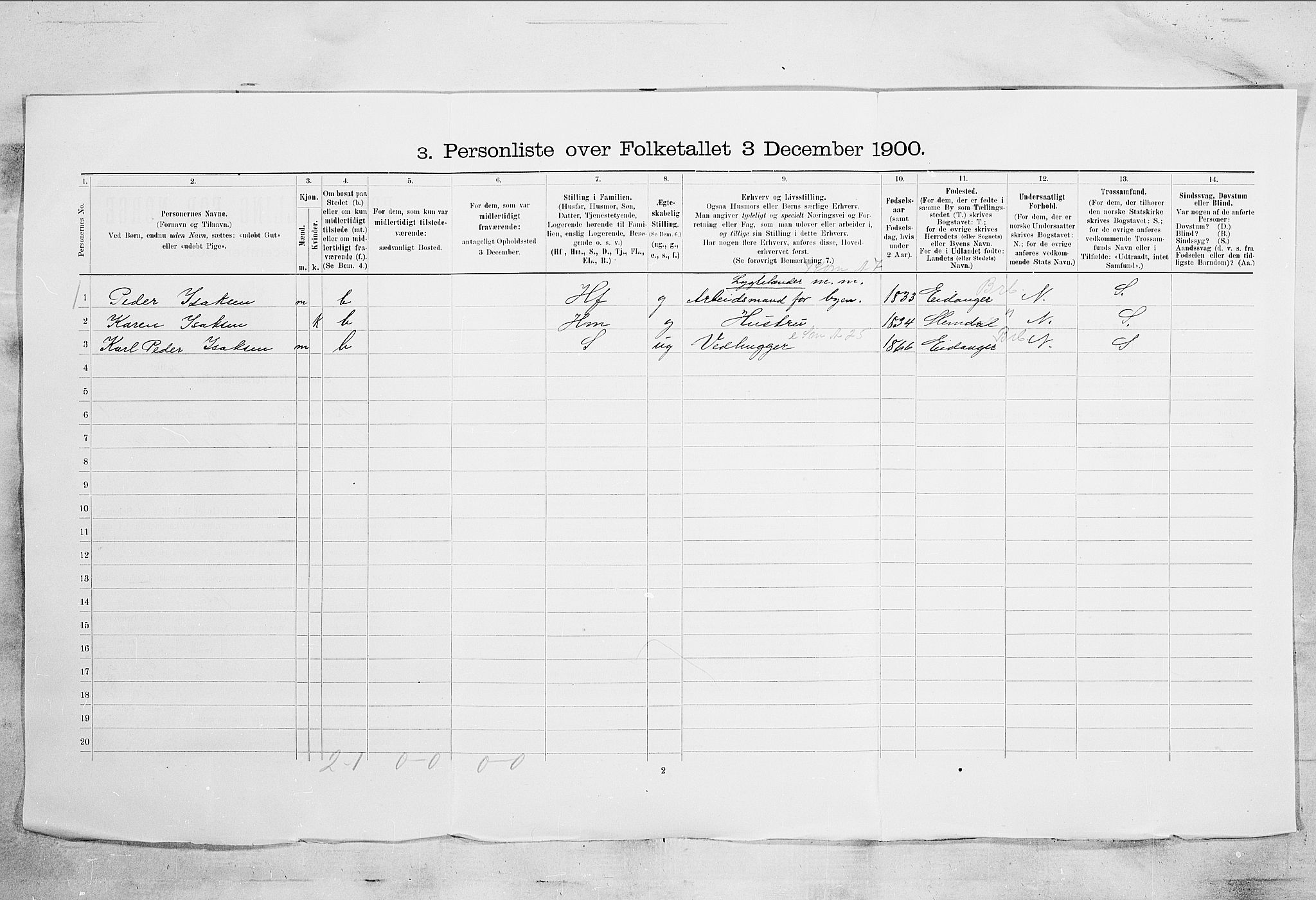 SAKO, 1900 census for Brevik, 1900, p. 31