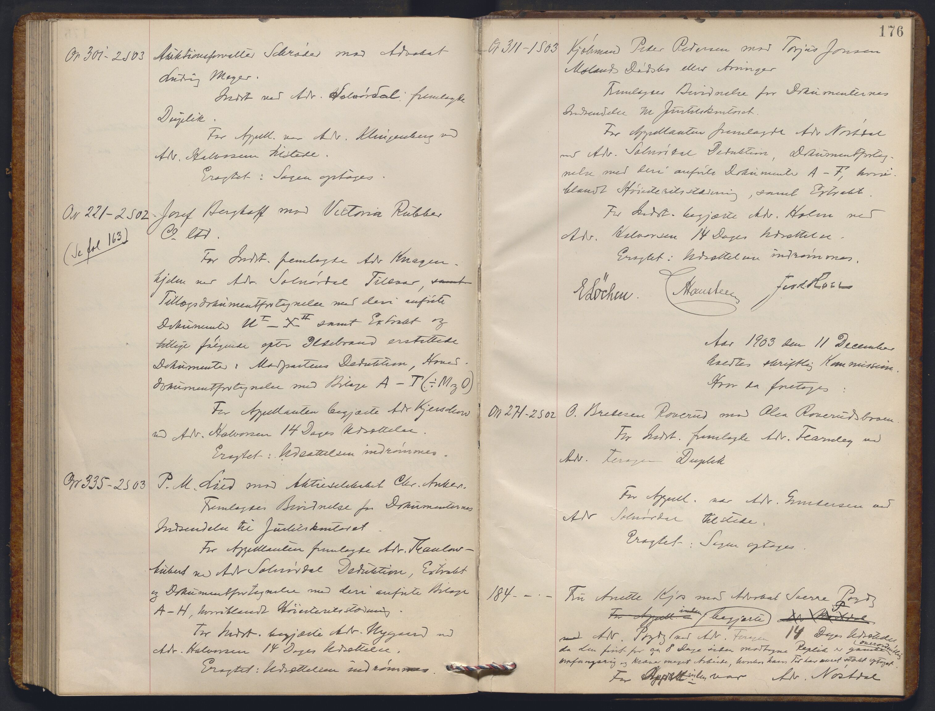 Høyesterett, AV/RA-S-1002/E/Ef/L0020: Protokoll over saker som gikk til skriftlig behandling, 1901-1904, p. 175b-176a