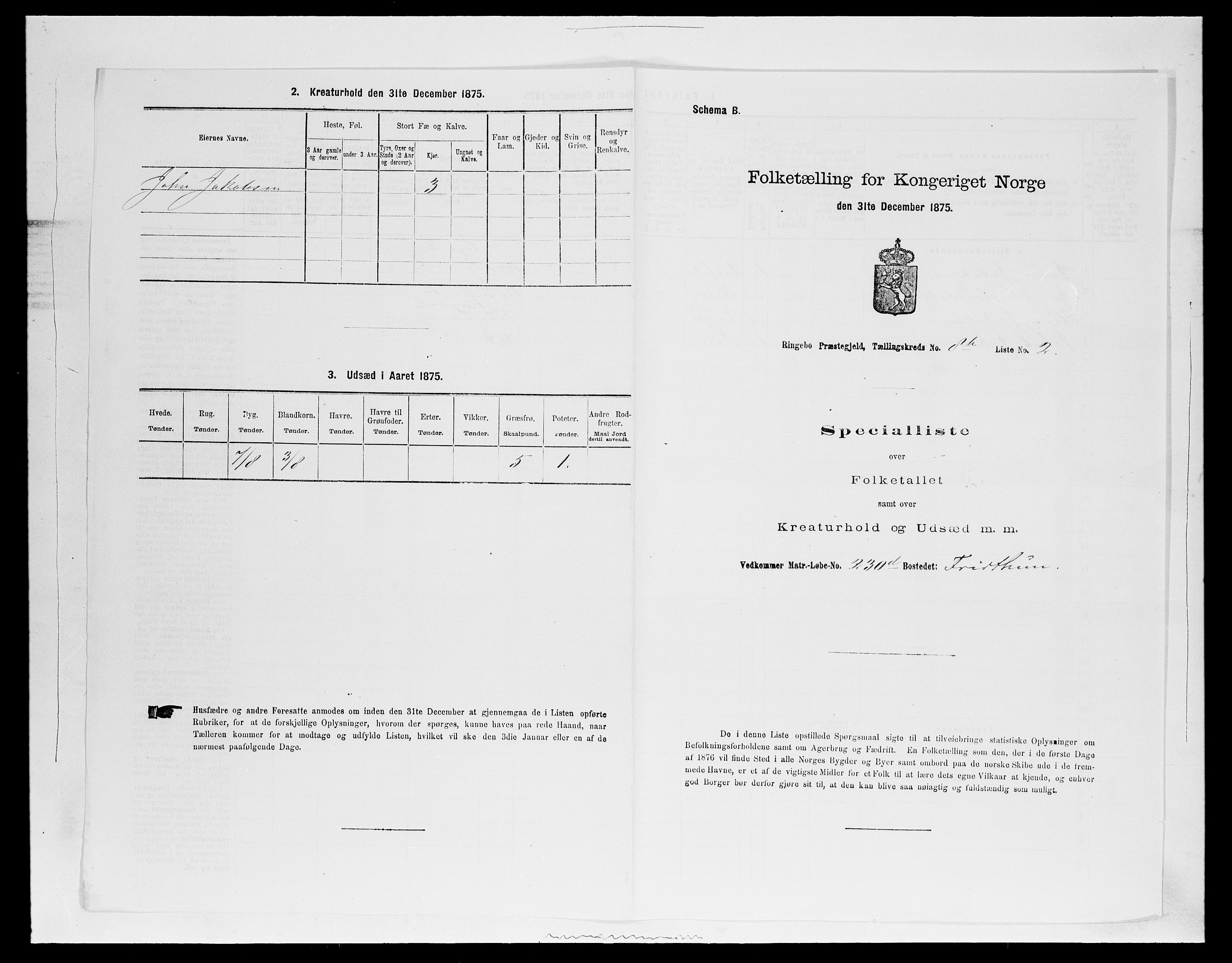 SAH, 1875 census for 0520P Ringebu, 1875, p. 1274