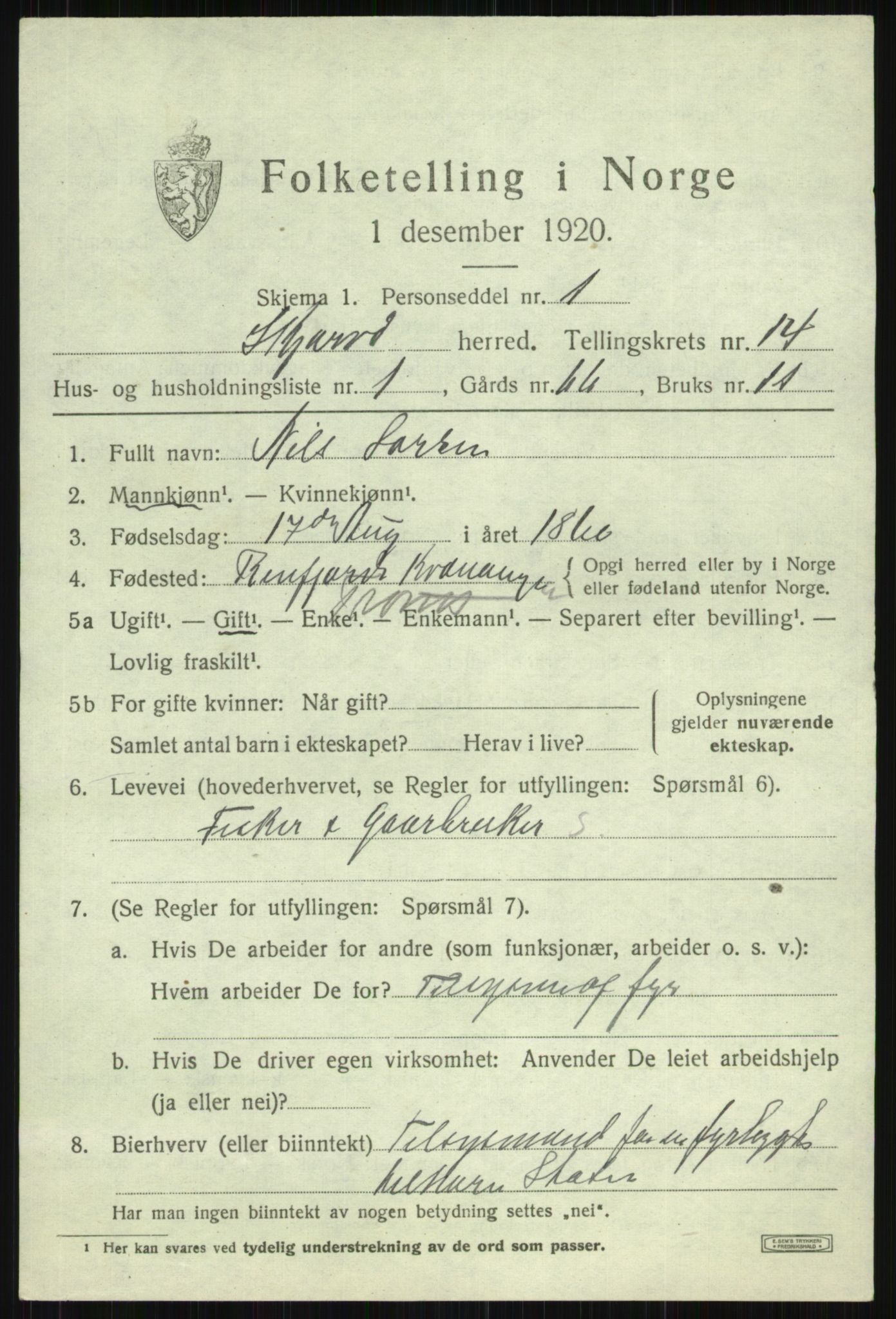 SATØ, 1920 census for Skjervøy, 1920, p. 6825