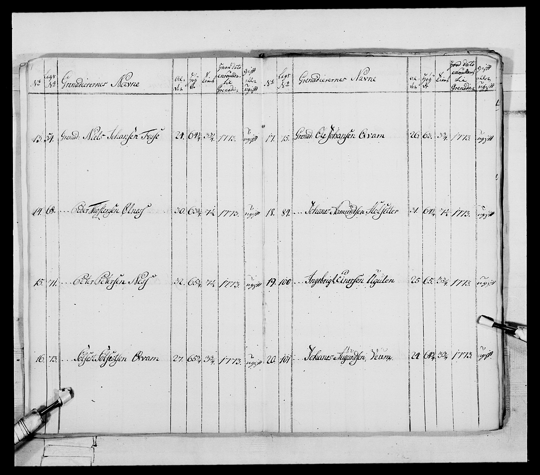 Generalitets- og kommissariatskollegiet, Det kongelige norske kommissariatskollegium, AV/RA-EA-5420/E/Eh/L0090: 1. Bergenhusiske nasjonale infanteriregiment, 1774-1780, p. 172