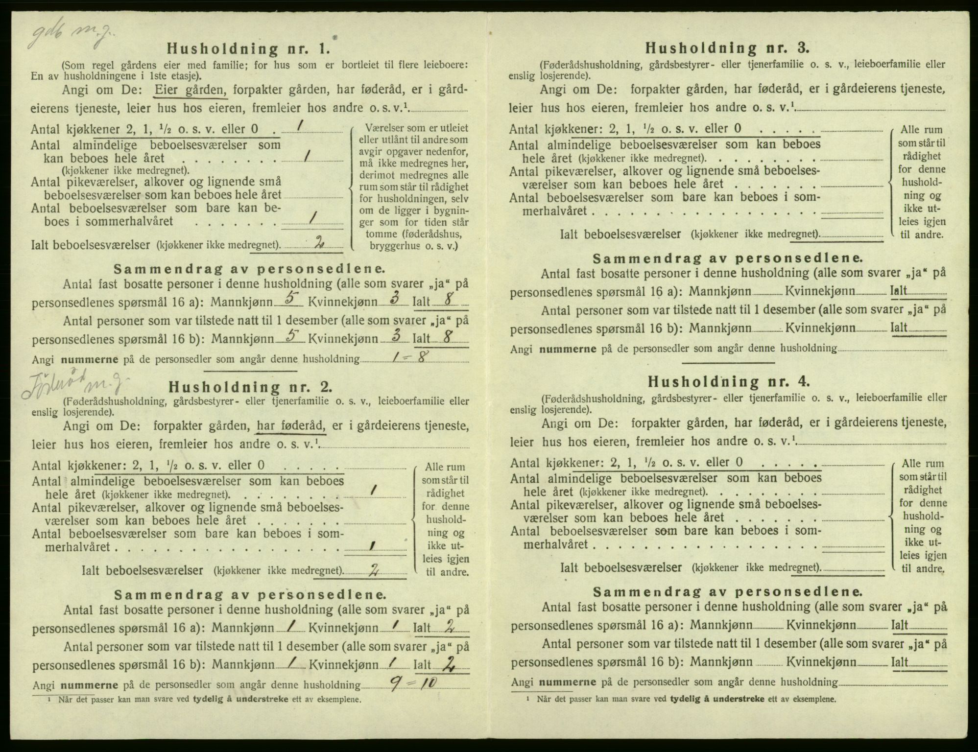 SAB, 1920 census for Røldal, 1920, p. 284