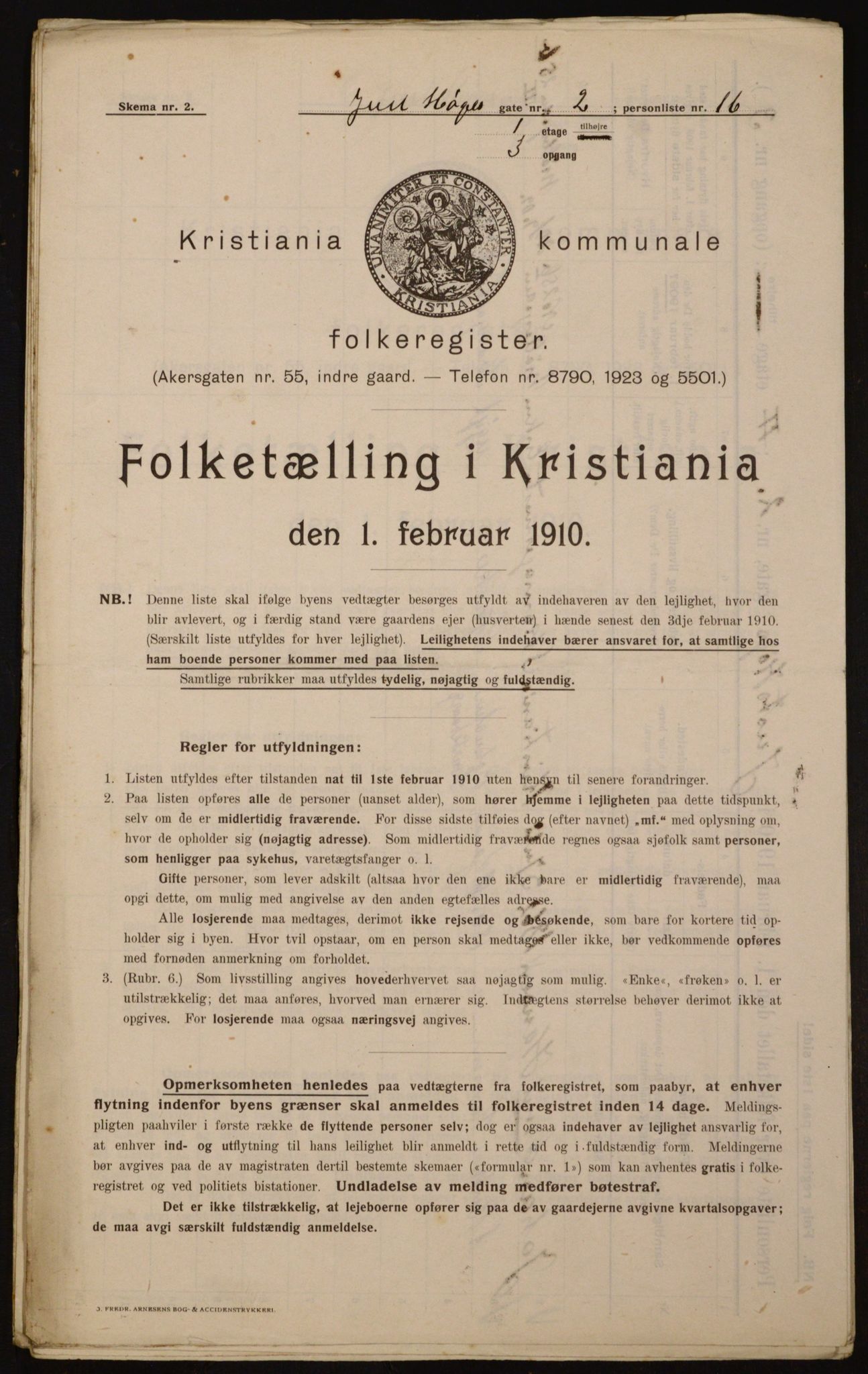 OBA, Municipal Census 1910 for Kristiania, 1910, p. 46244