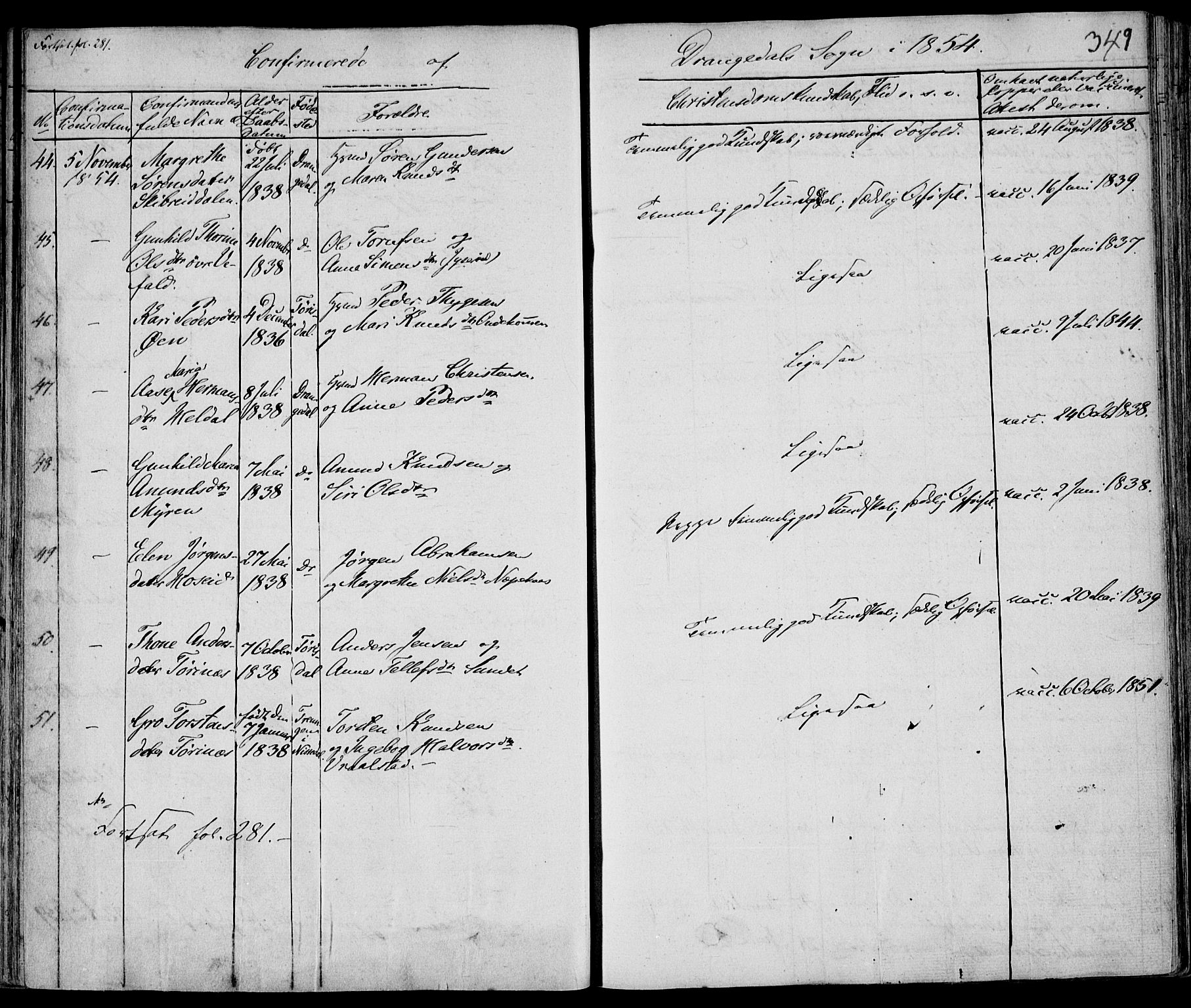 Drangedal kirkebøker, AV/SAKO-A-258/F/Fa/L0007a: Parish register (official) no. 7a, 1837-1856, p. 349