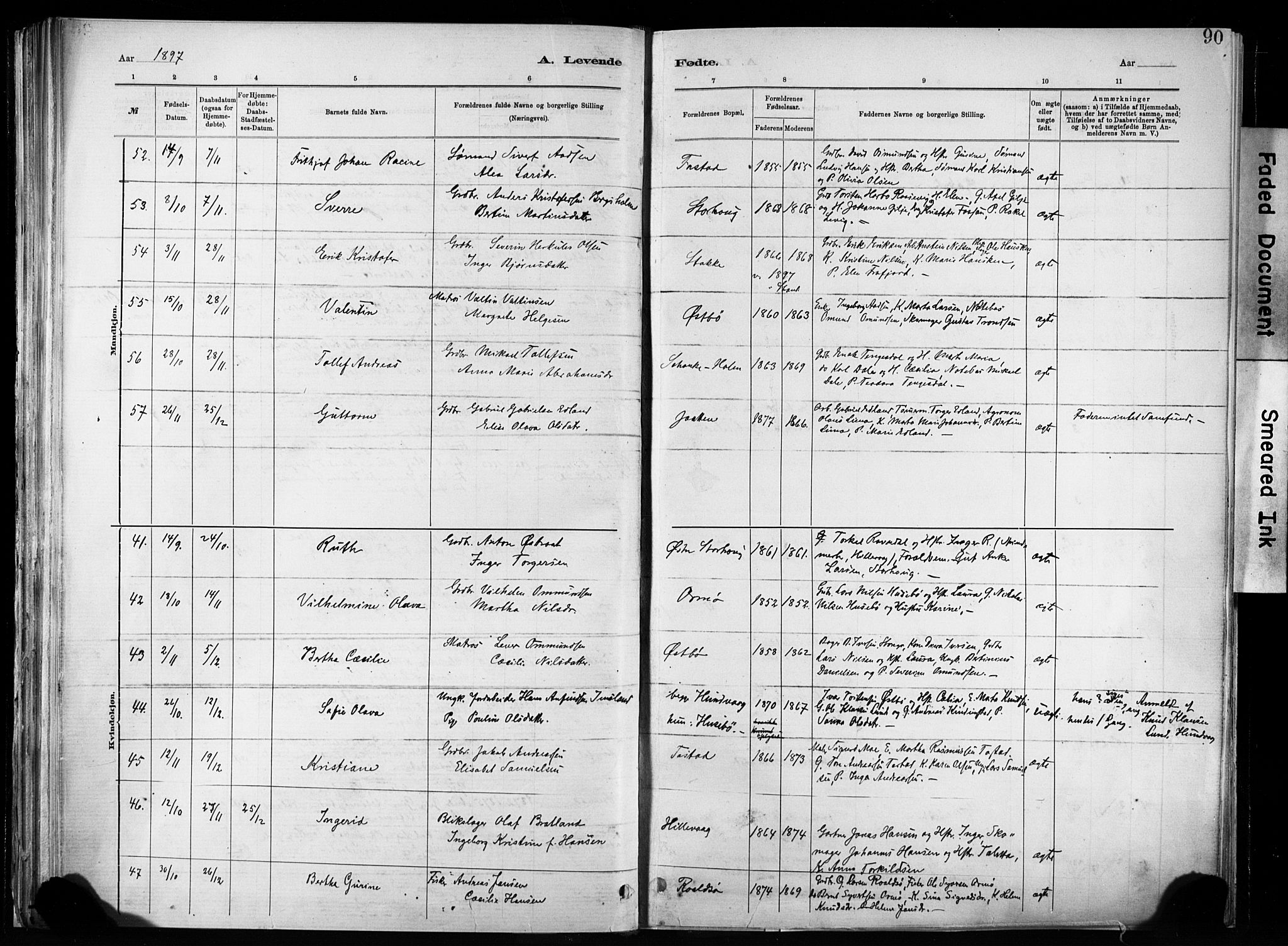 Hetland sokneprestkontor, SAST/A-101826/30/30BA/L0011: Parish register (official) no. A 11, 1884-1911, p. 90