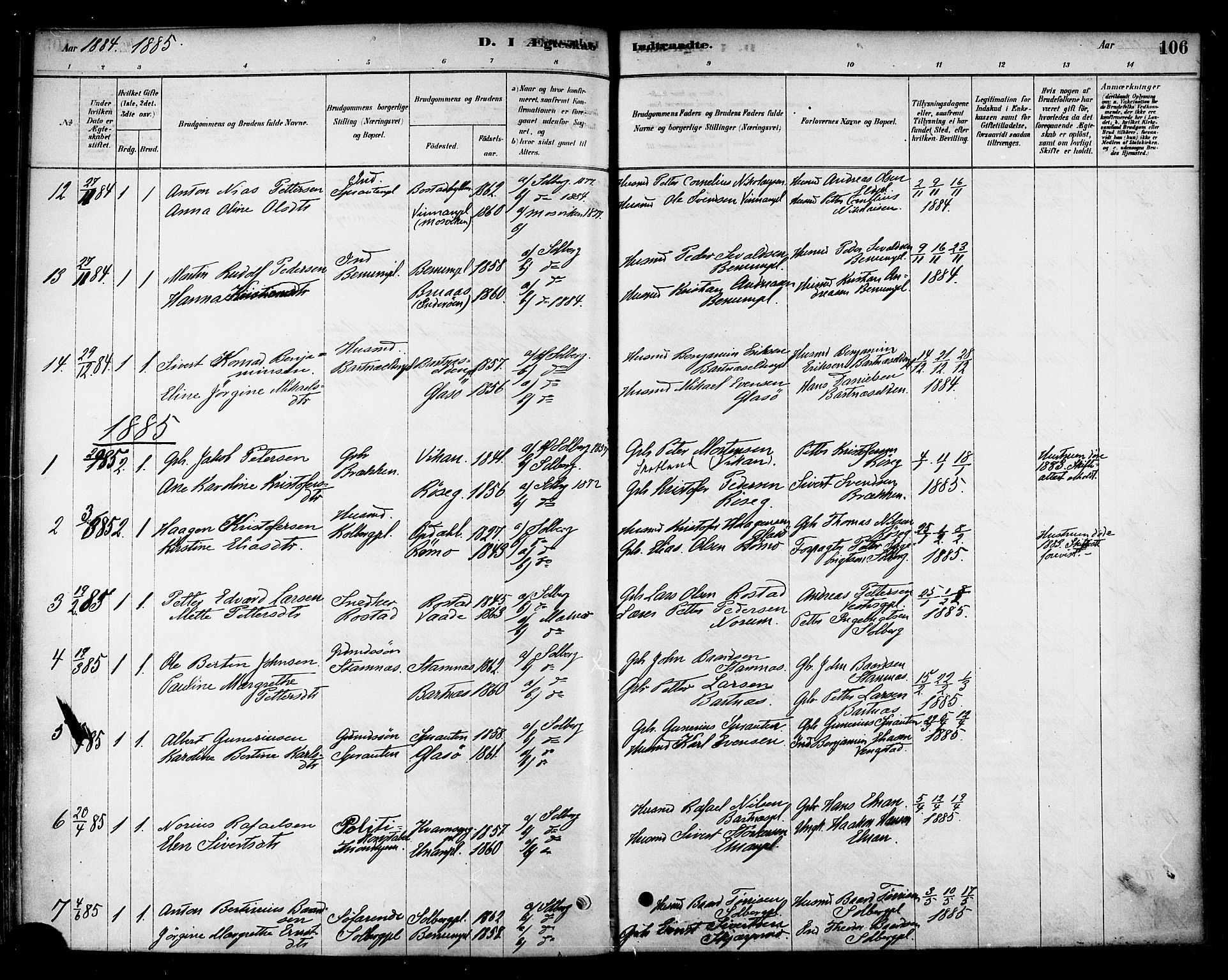 Ministerialprotokoller, klokkerbøker og fødselsregistre - Nord-Trøndelag, AV/SAT-A-1458/741/L0395: Parish register (official) no. 741A09, 1878-1888, p. 106