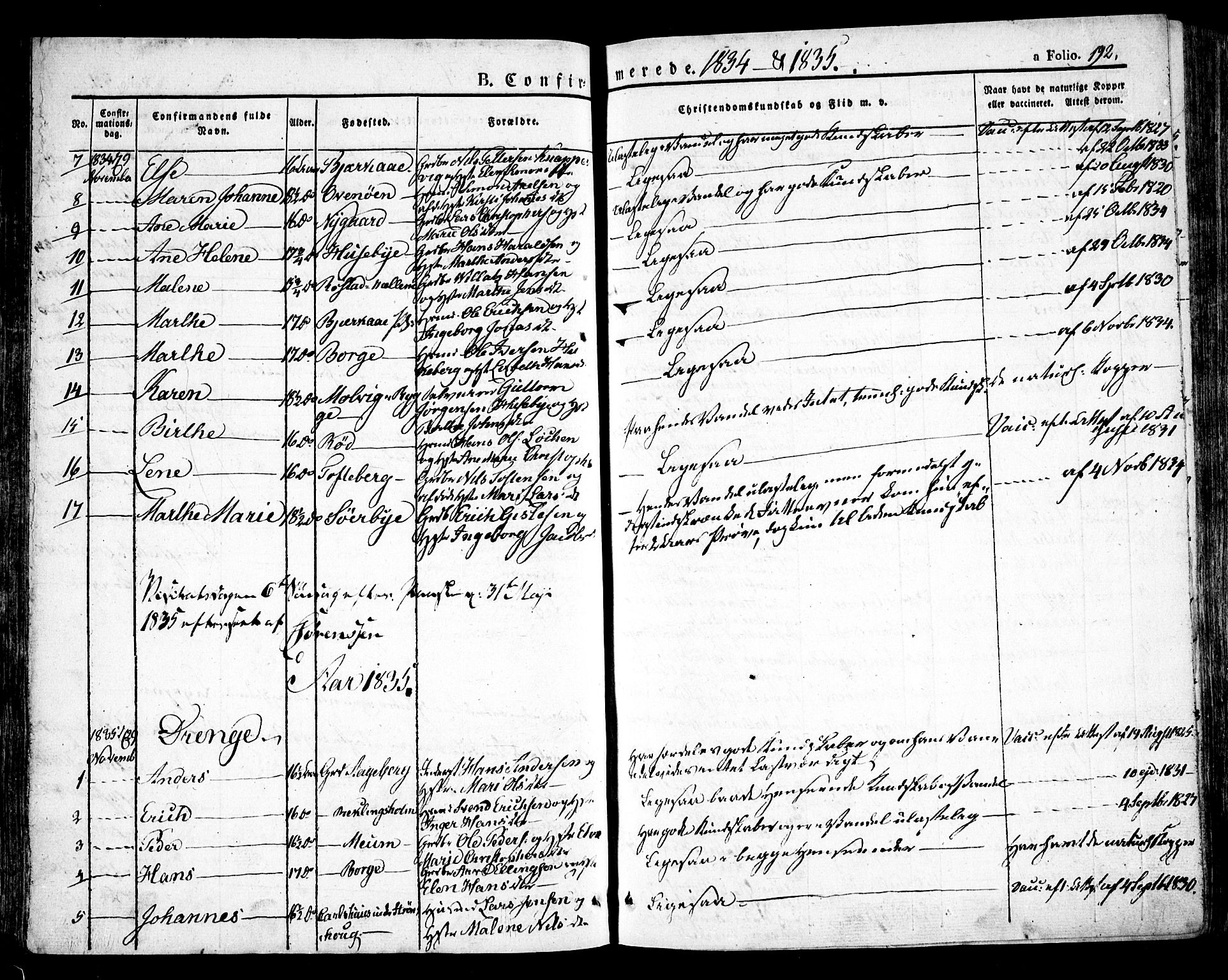 Råde prestekontor kirkebøker, SAO/A-2009/F/Fa/L0005: Parish register (official) no. 5, 1830-1853, p. 192