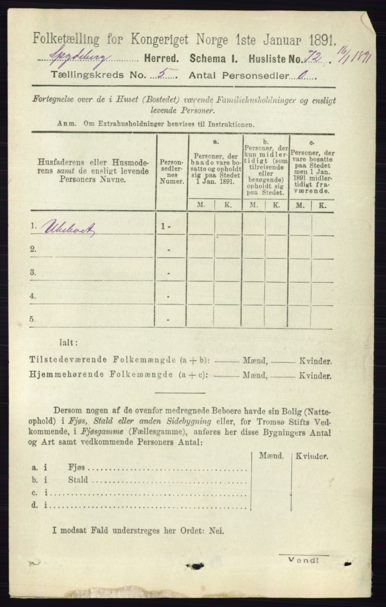 RA, 1891 census for 0123 Spydeberg, 1891, p. 2348