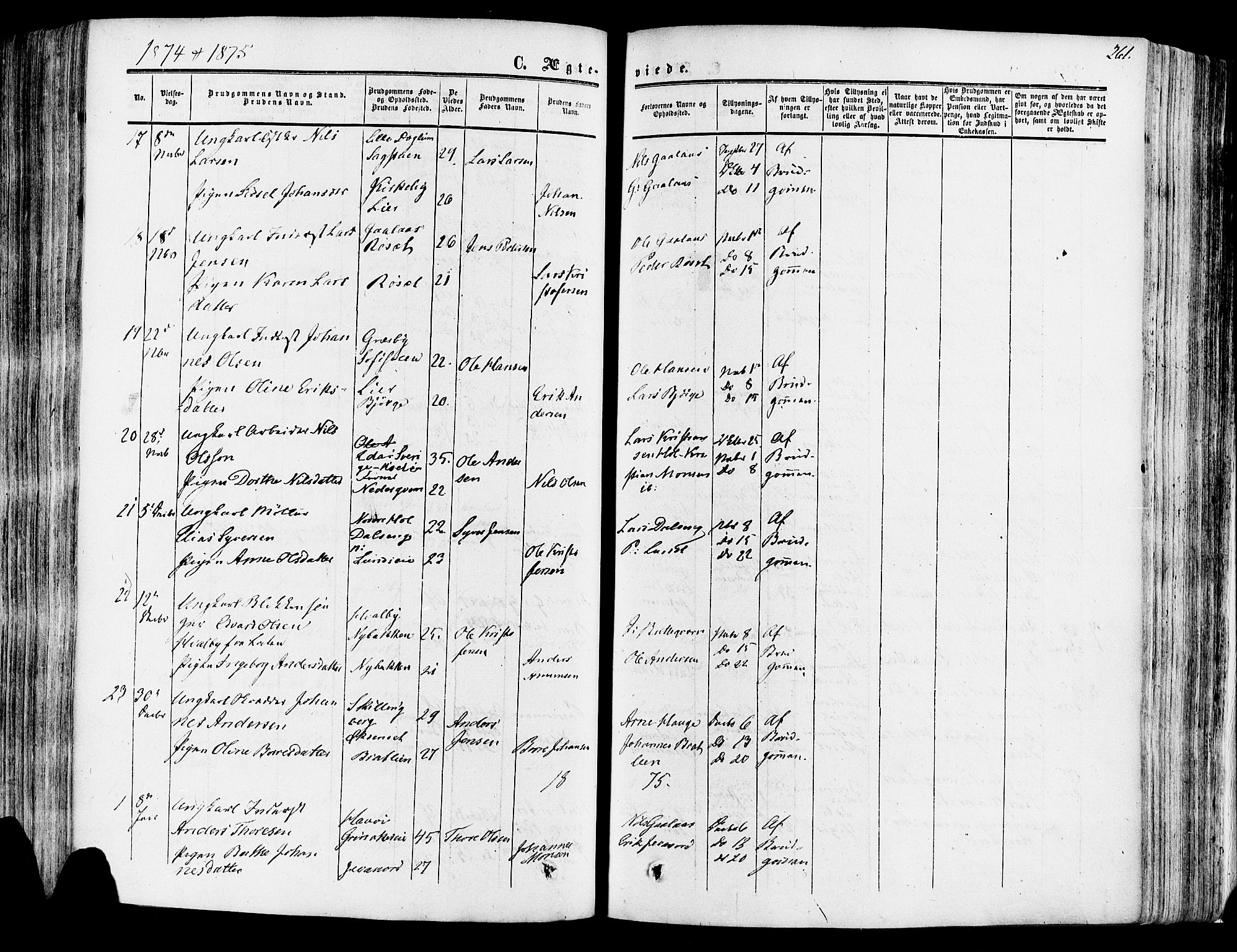 Vang prestekontor, Hedmark, SAH/PREST-008/H/Ha/Haa/L0013: Parish register (official) no. 13, 1855-1879, p. 261
