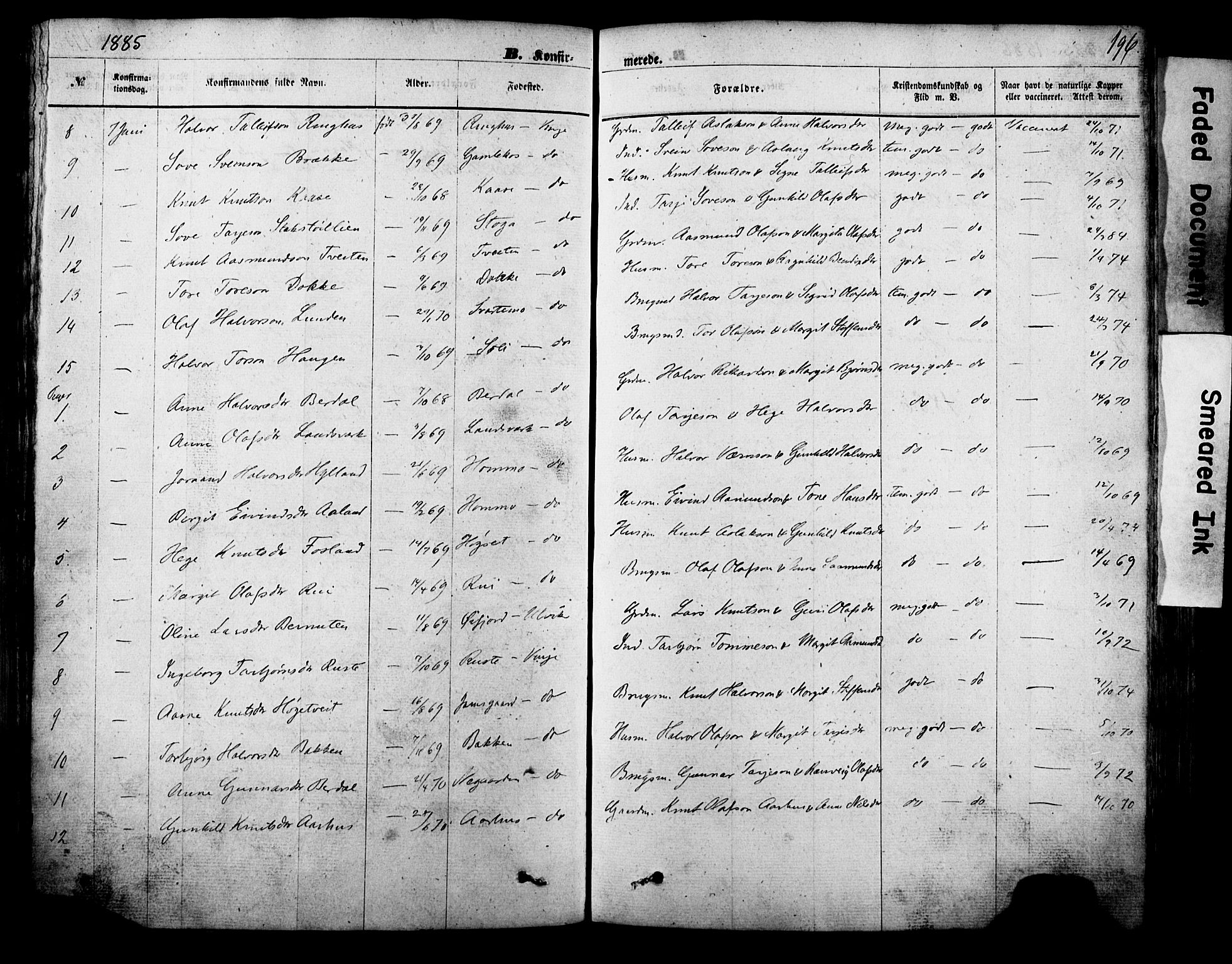 Vinje kirkebøker, SAKO/A-312/F/Fa/L0005: Parish register (official) no. I 5, 1870-1886, p. 196