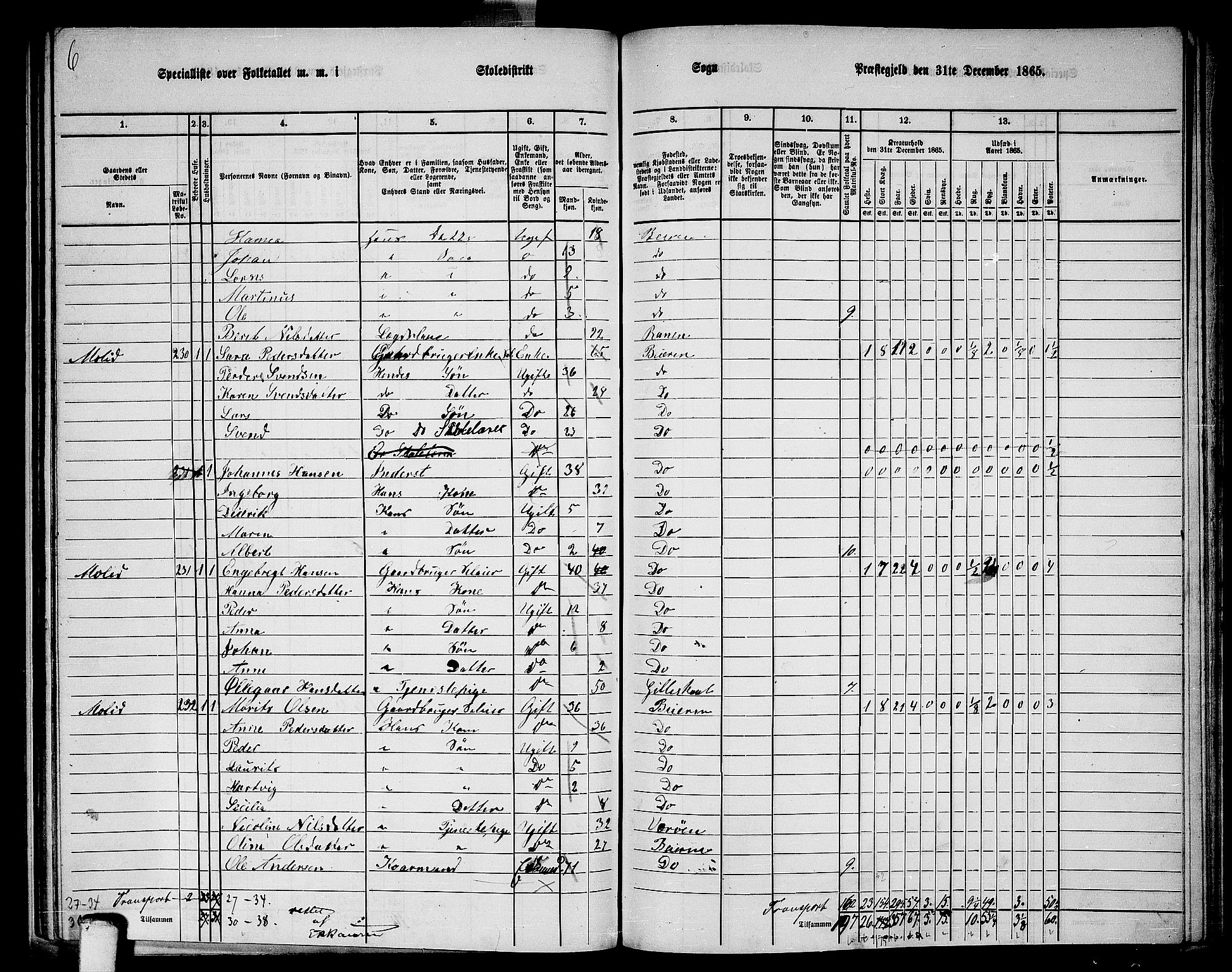 RA, 1865 census for Beiarn, 1865, p. 34