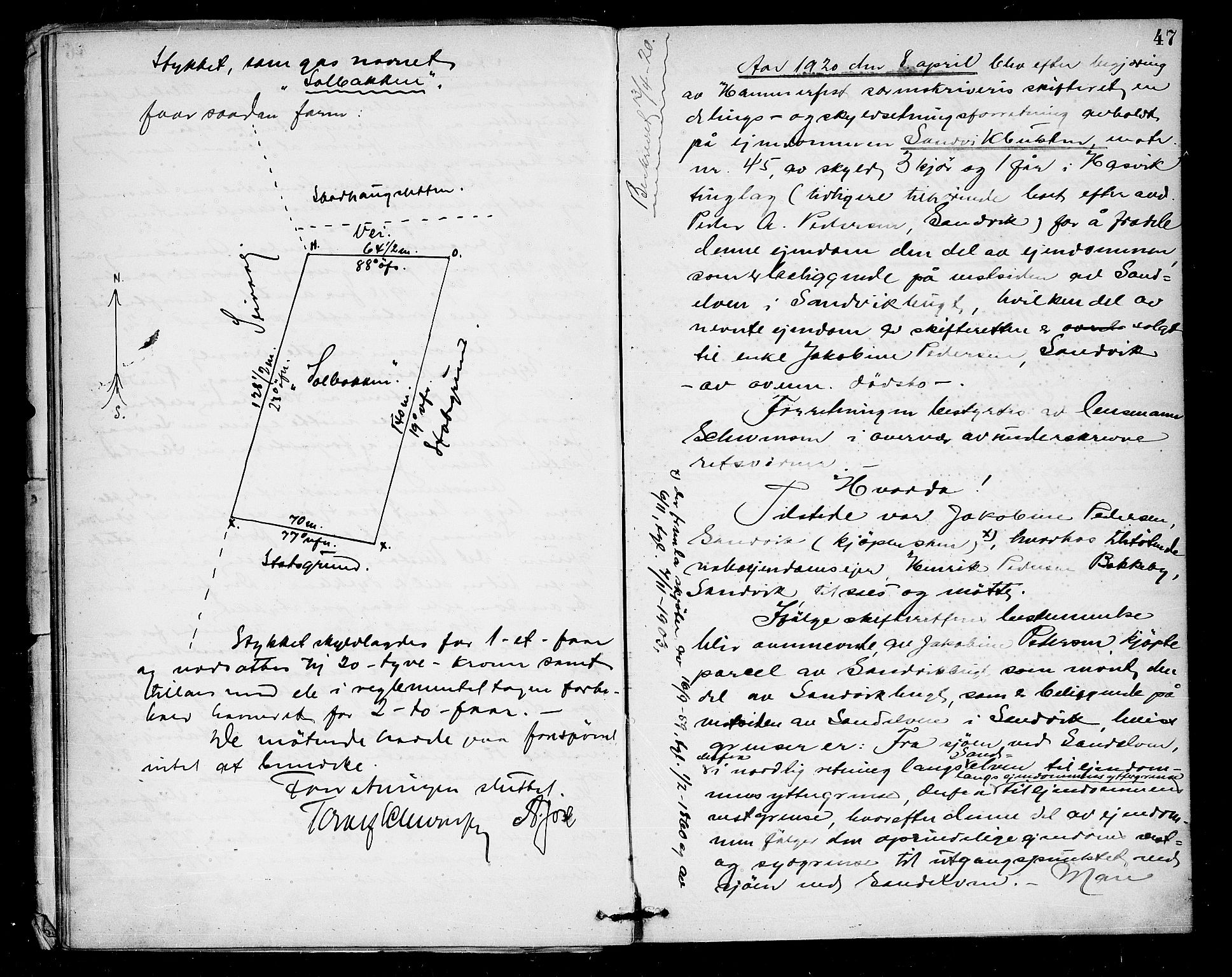 Lensmannen i Hasvik (hos Finnmarkseiendommen)*, FIEI/-, 1892-1921, p. 46b-47a