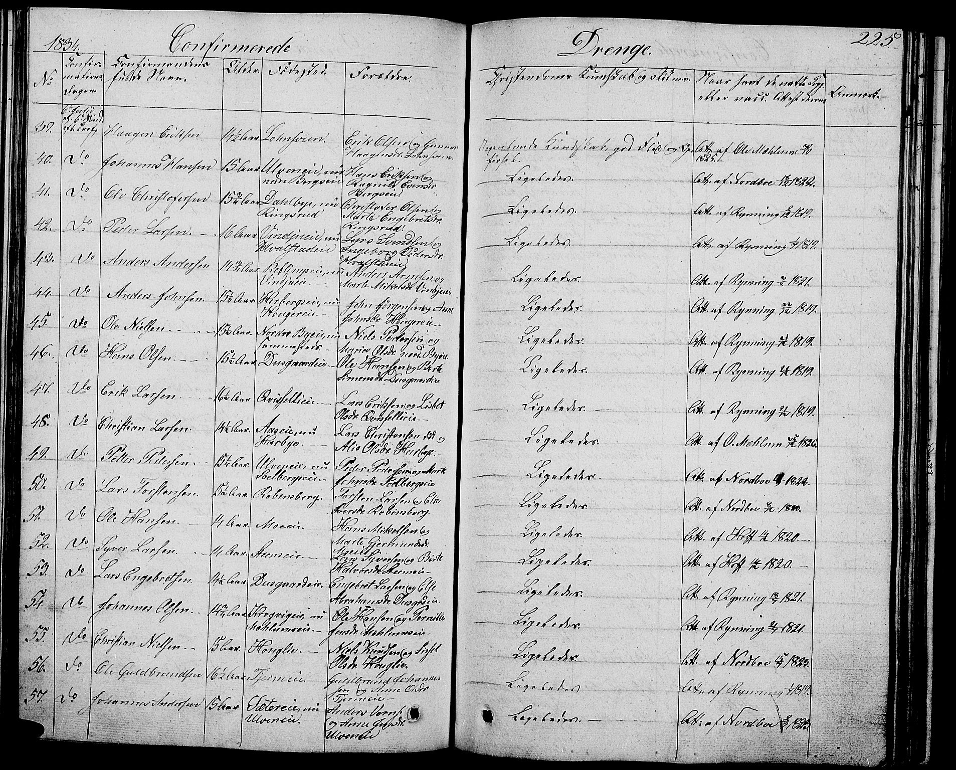 Ringsaker prestekontor, AV/SAH-PREST-014/L/La/L0004: Parish register (copy) no. 4, 1827-1838, p. 225