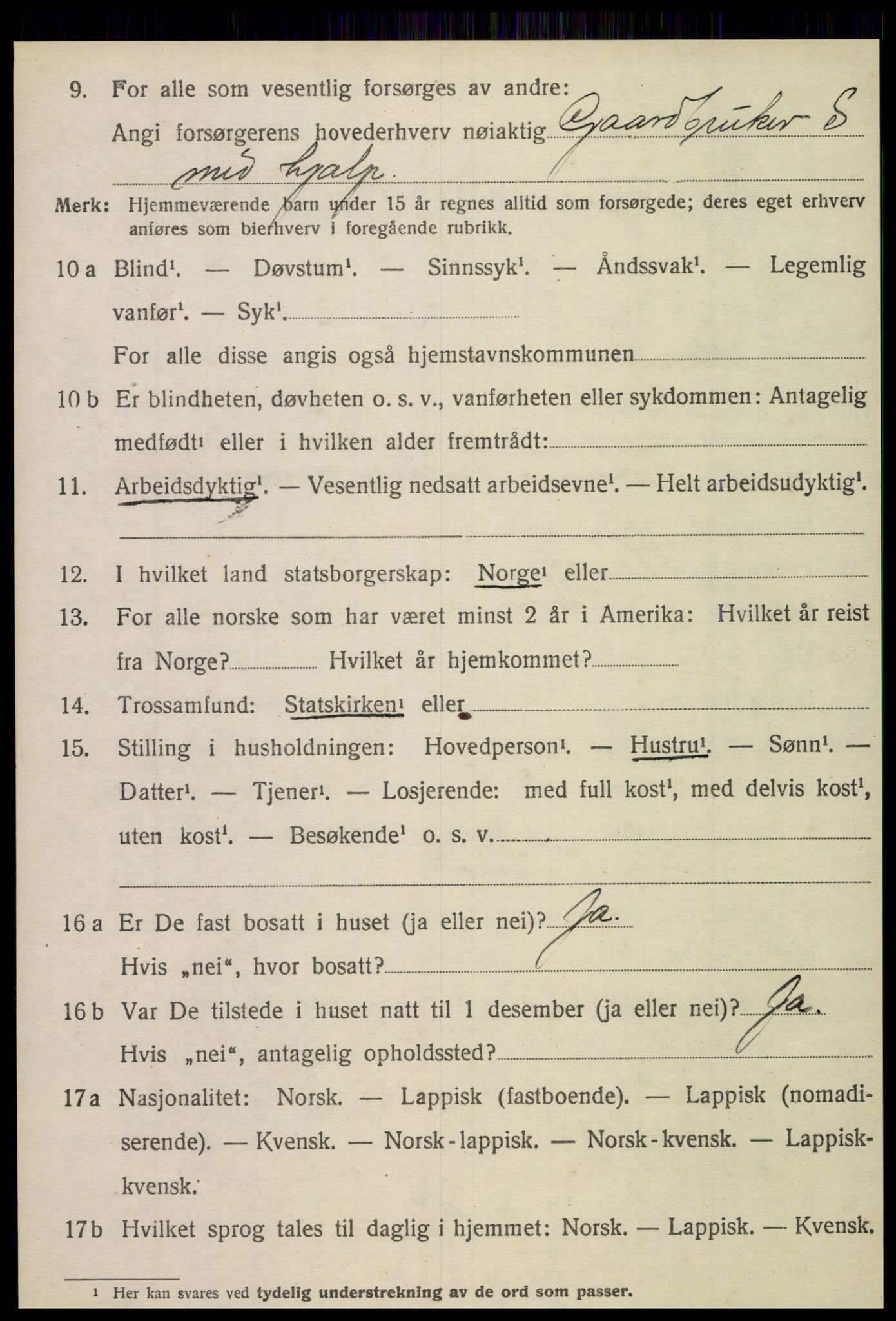 SAT, 1920 census for Grong, 1920, p. 1250