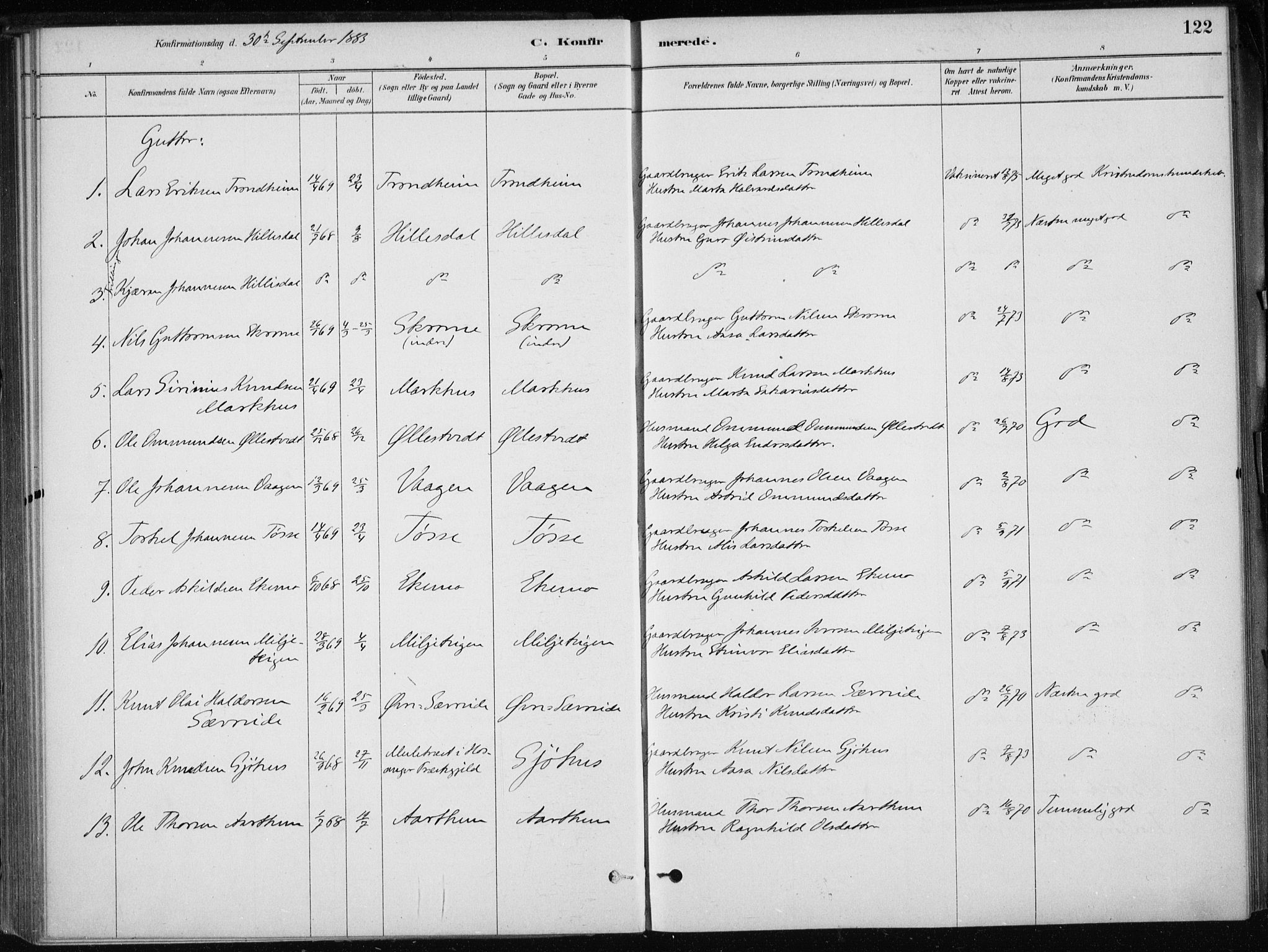 Skånevik sokneprestembete, SAB/A-77801/H/Haa: Parish register (official) no. E  1, 1879-1901, p. 122