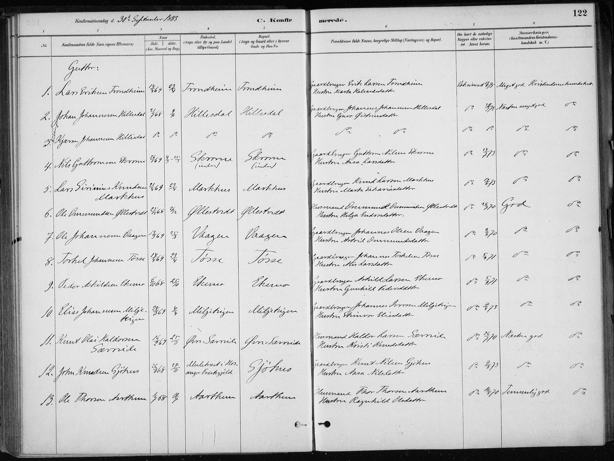 Skånevik sokneprestembete, AV/SAB-A-77801/H/Haa: Parish register (official) no. E  1, 1879-1901, p. 122