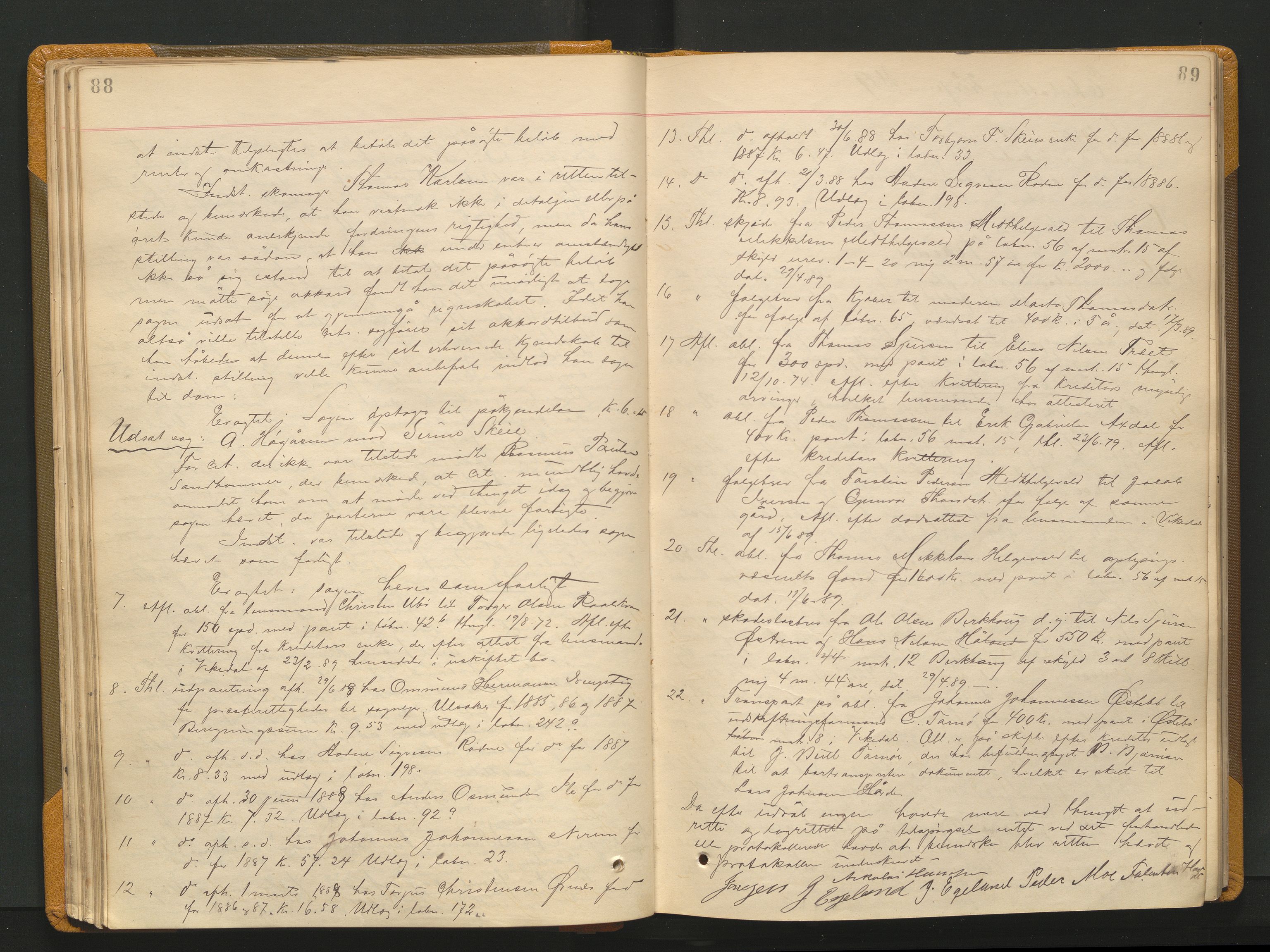 Ryfylke tingrett, AV/SAST-A-100055/001/I/IB/IB0/L0015: Tingbok, Ryfylke, 1889-1891, p. 88-89