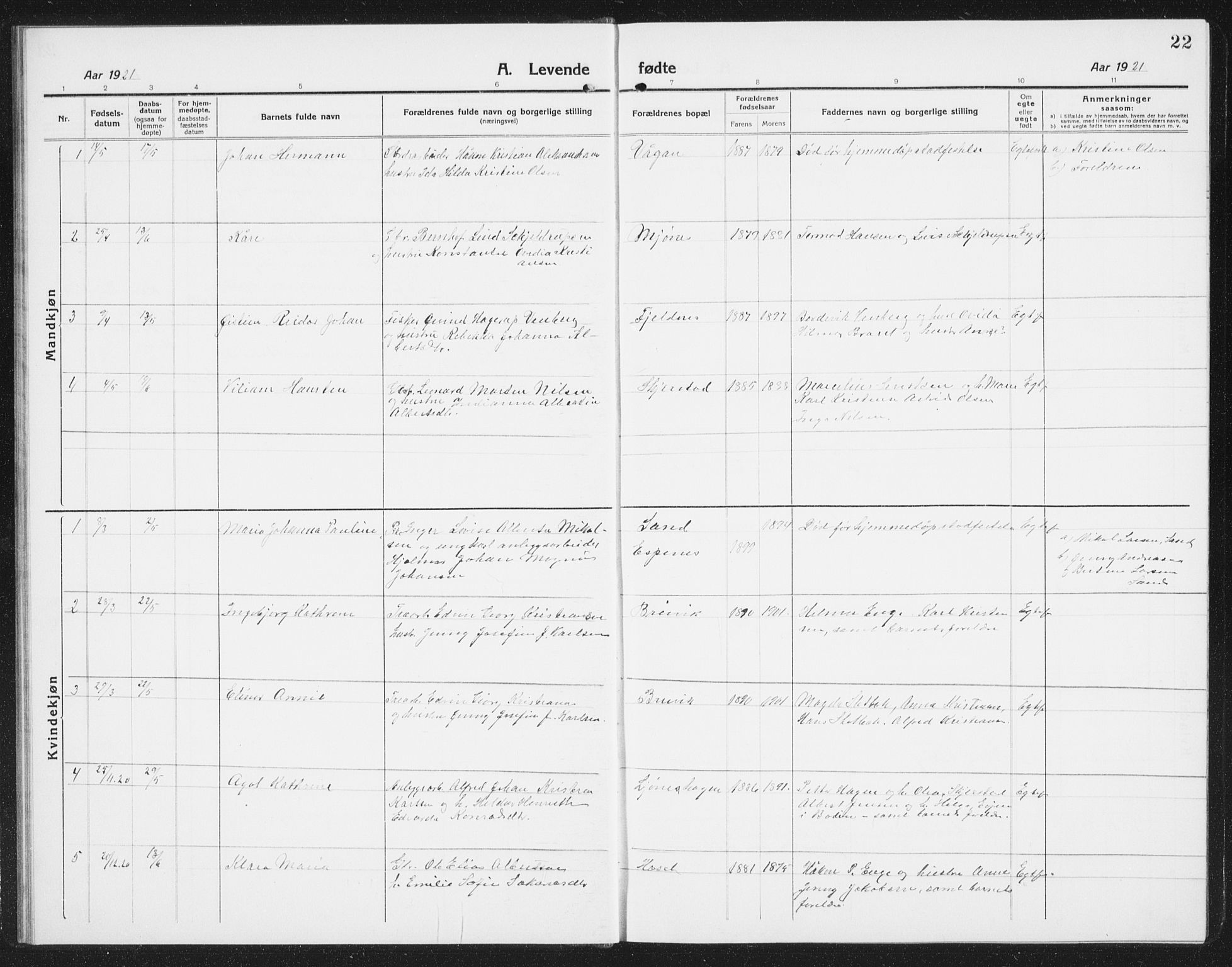 Ministerialprotokoller, klokkerbøker og fødselsregistre - Nordland, AV/SAT-A-1459/852/L0757: Parish register (copy) no. 852C08, 1916-1934, p. 22