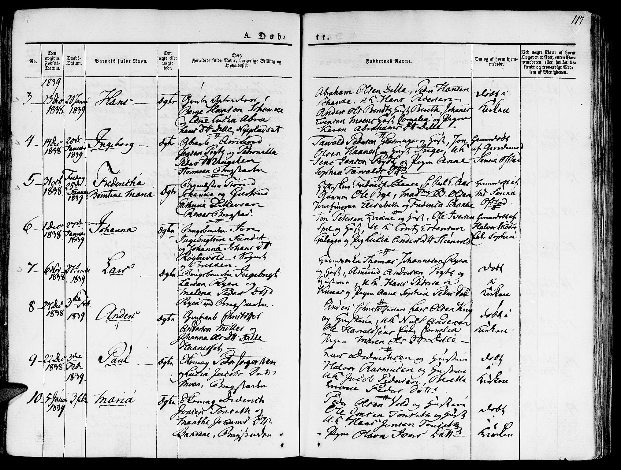 Ministerialprotokoller, klokkerbøker og fødselsregistre - Sør-Trøndelag, SAT/A-1456/681/L0930: Parish register (official) no. 681A08, 1829-1844, p. 117