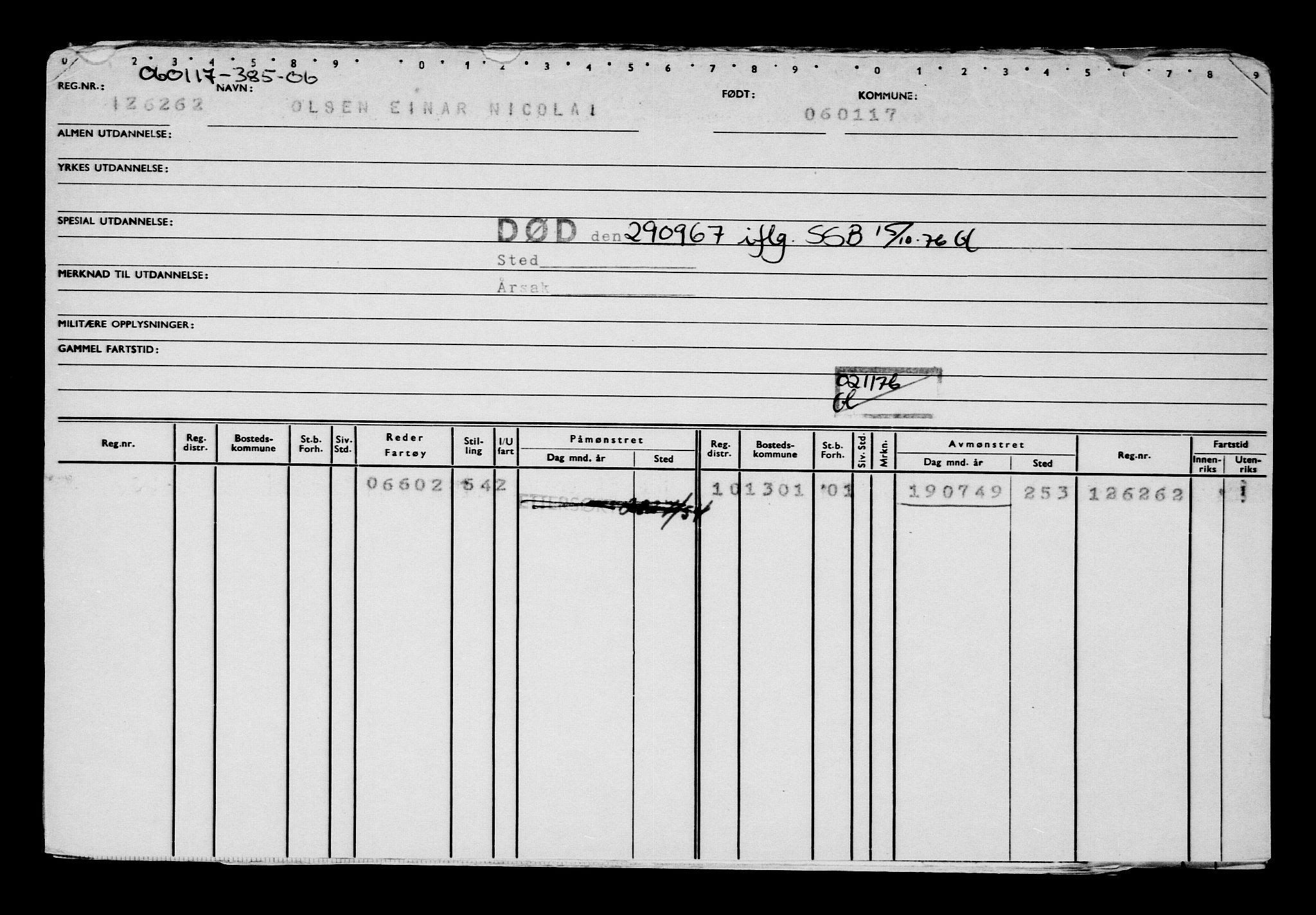 Direktoratet for sjømenn, AV/RA-S-3545/G/Gb/L0145: Hovedkort, 1917, p. 100