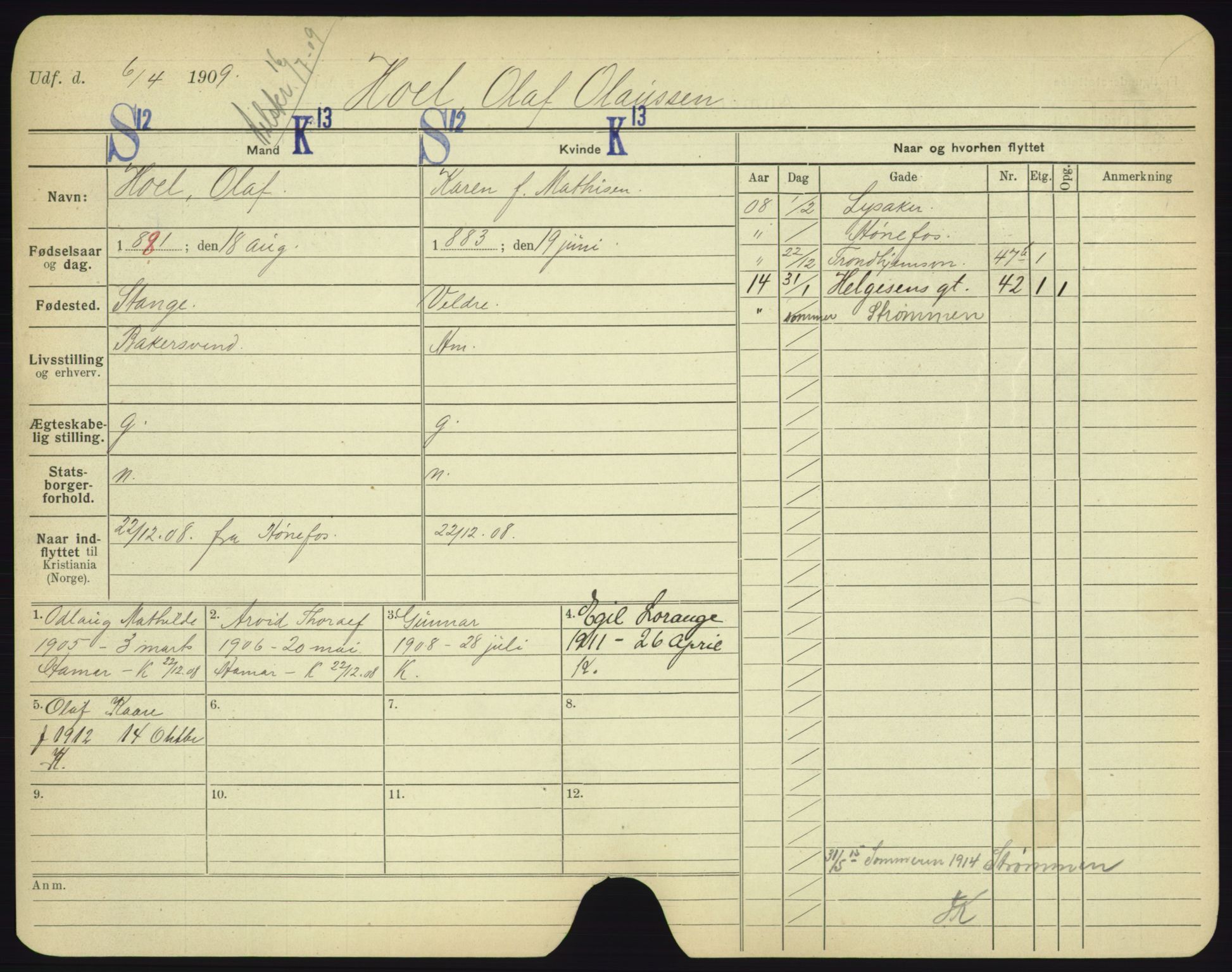 Oslo folkeregister, Registerkort, AV/SAO-A-11715/F/Fa/Fac/L0004: Menn, 1906-1914, p. 827a