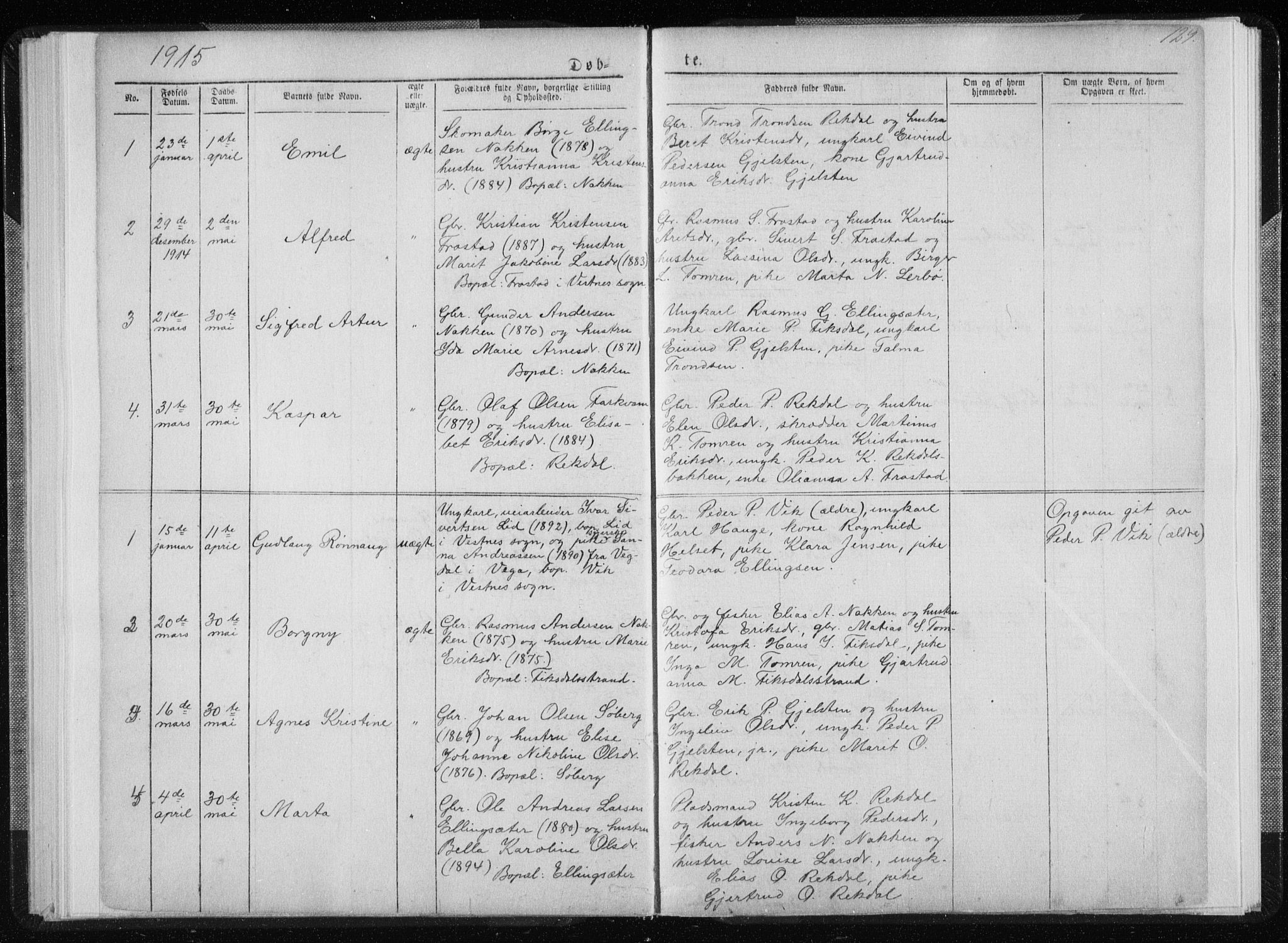 Ministerialprotokoller, klokkerbøker og fødselsregistre - Møre og Romsdal, SAT/A-1454/540/L0541: Parish register (copy) no. 540C01, 1867-1920, p. 129