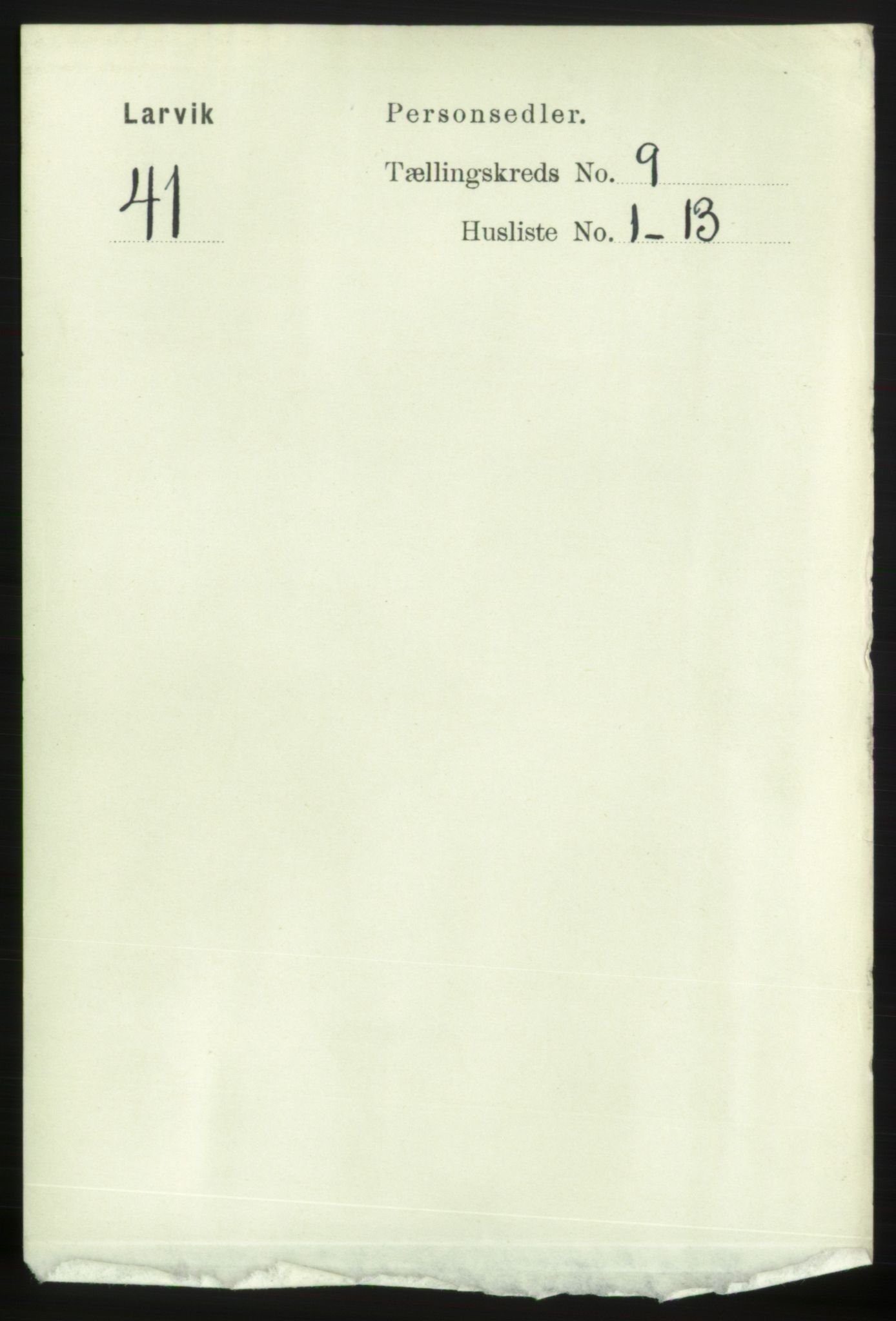 RA, 1891 census for 0707 Larvik, 1891, p. 8495