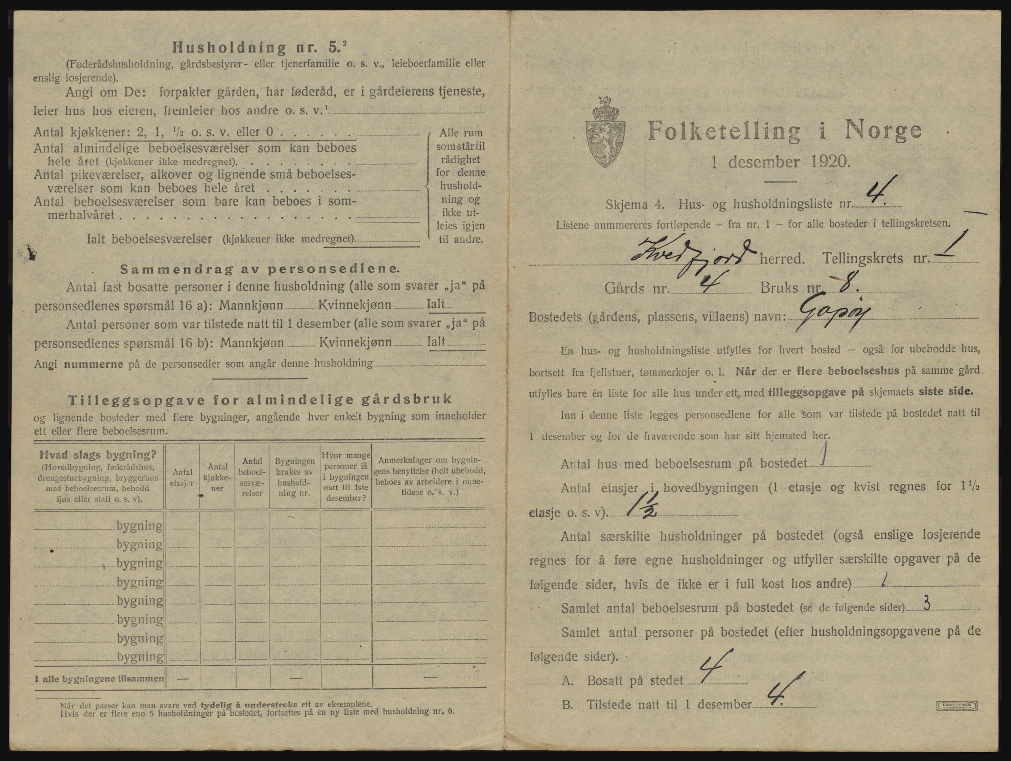 SATØ, 1920 census for Kvæfjord, 1920, p. 77