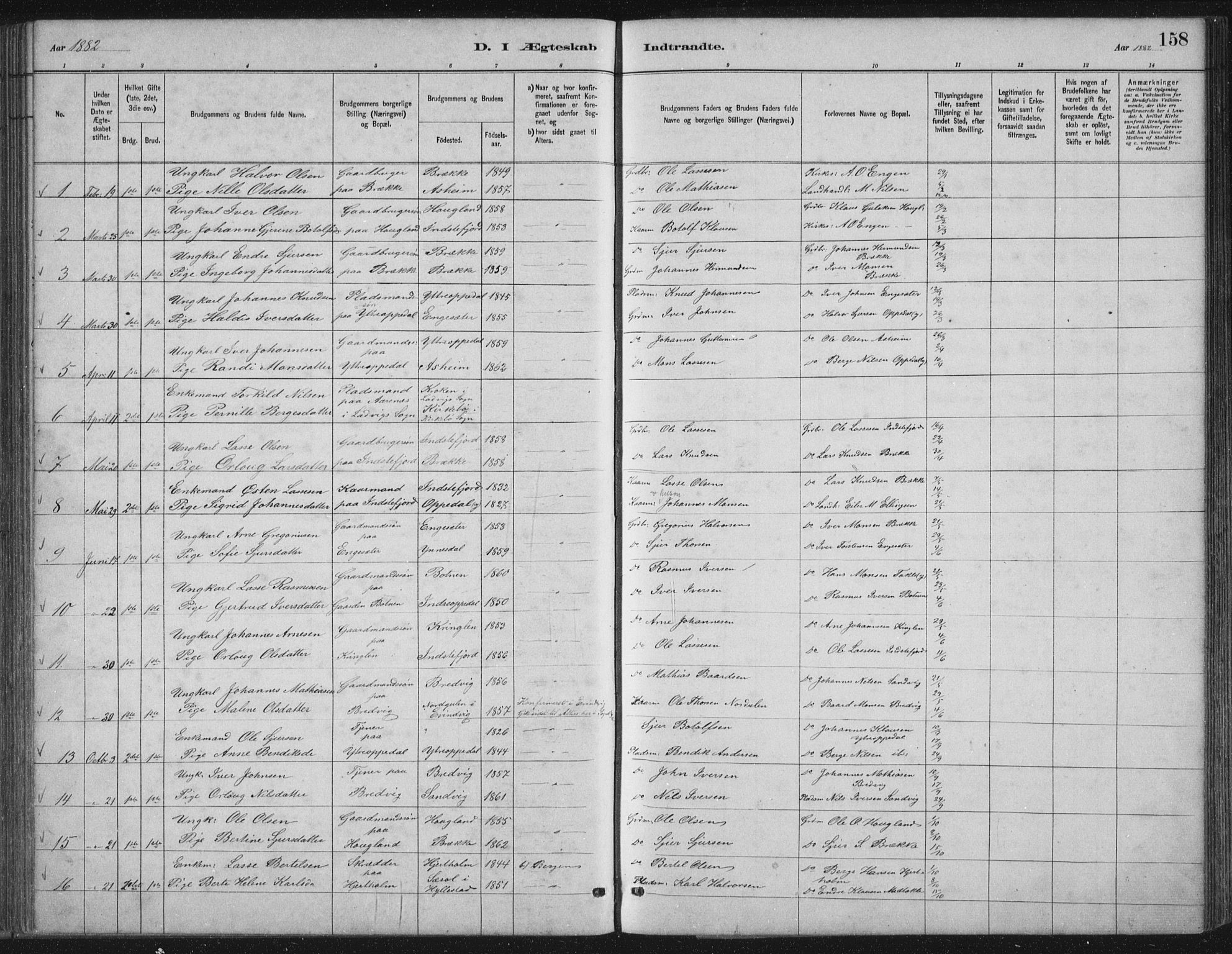 Gulen sokneprestembete, SAB/A-80201/H/Hab/Habc/L0002: Parish register (copy) no. C 2, 1880-1938, p. 158