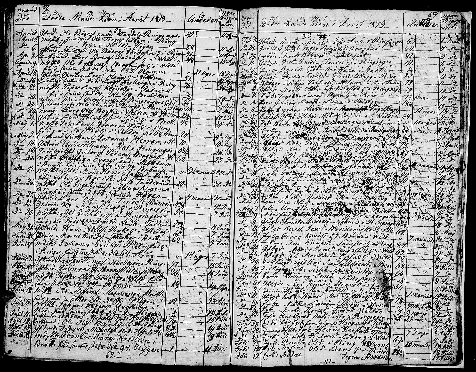 Ringsaker prestekontor, SAH/PREST-014/I/Ia/L0005/0009: Parish register draft no. 1I, 1811-1814, p. 58-59