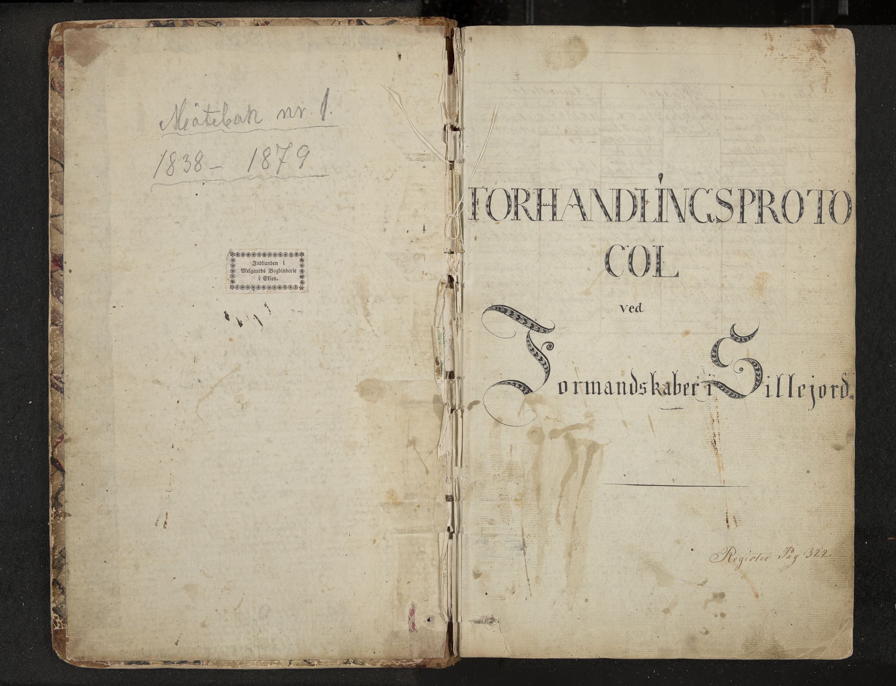 Seljord formannskap og sentraladministrasjon, IKAK/0828021/A/Aa/L0001: Møtebok med register, 1838-1879, p. 1