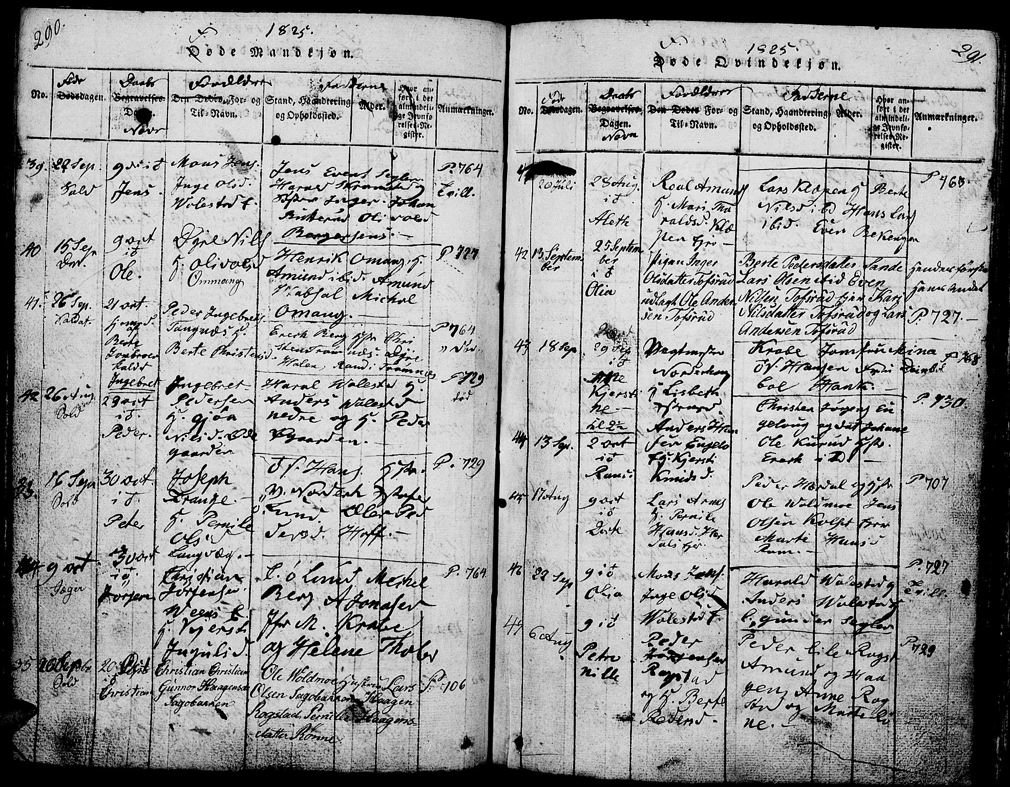 Løten prestekontor, SAH/PREST-022/L/La/L0001: Parish register (copy) no. 1, 1812-1832, p. 290-291
