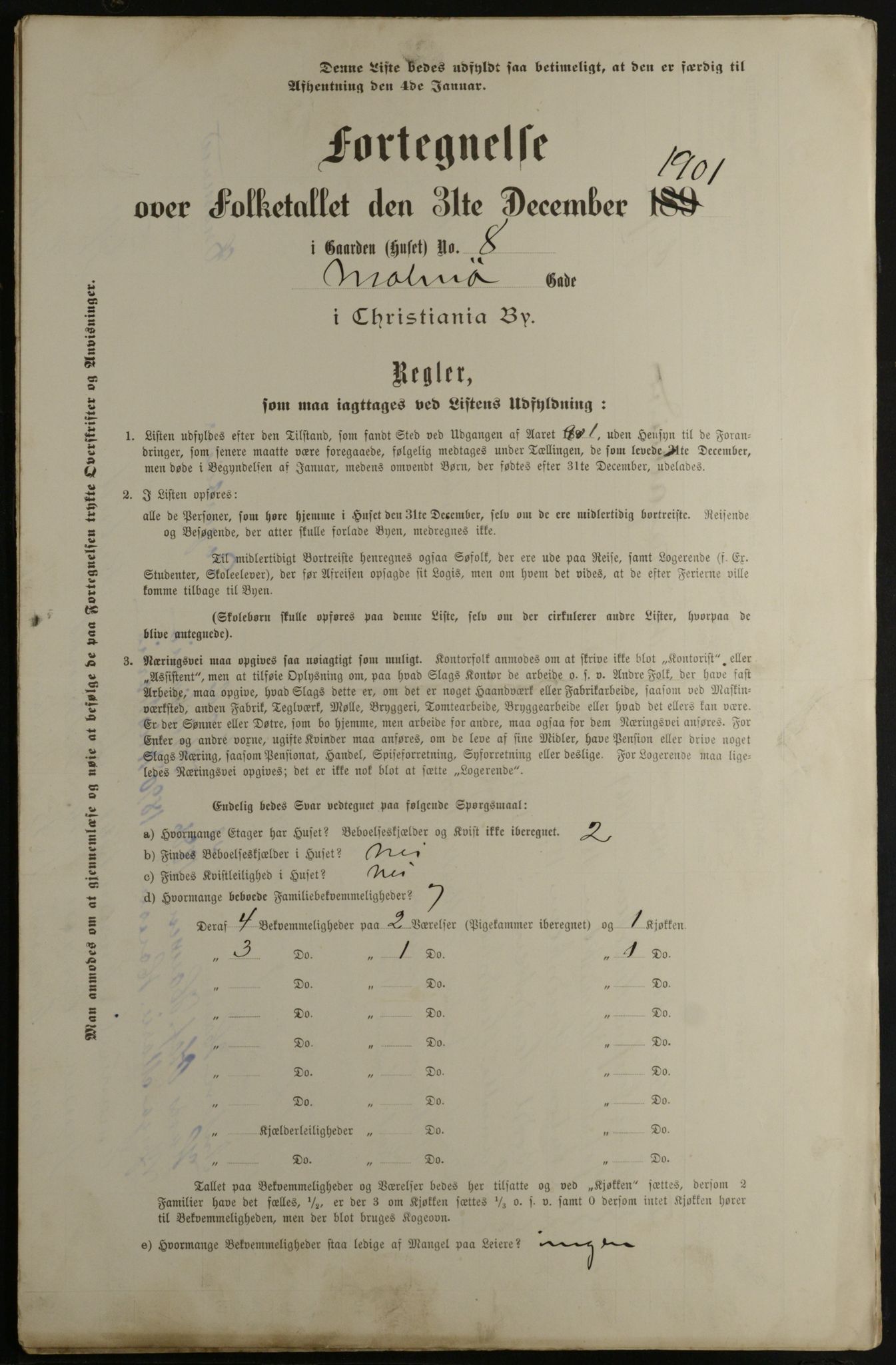 OBA, Municipal Census 1901 for Kristiania, 1901, p. 9258