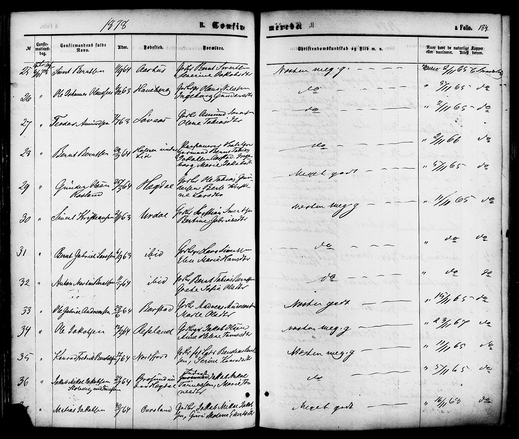 Sokndal sokneprestkontor, AV/SAST-A-101808: Parish register (official) no. A 10, 1874-1886, p. 184