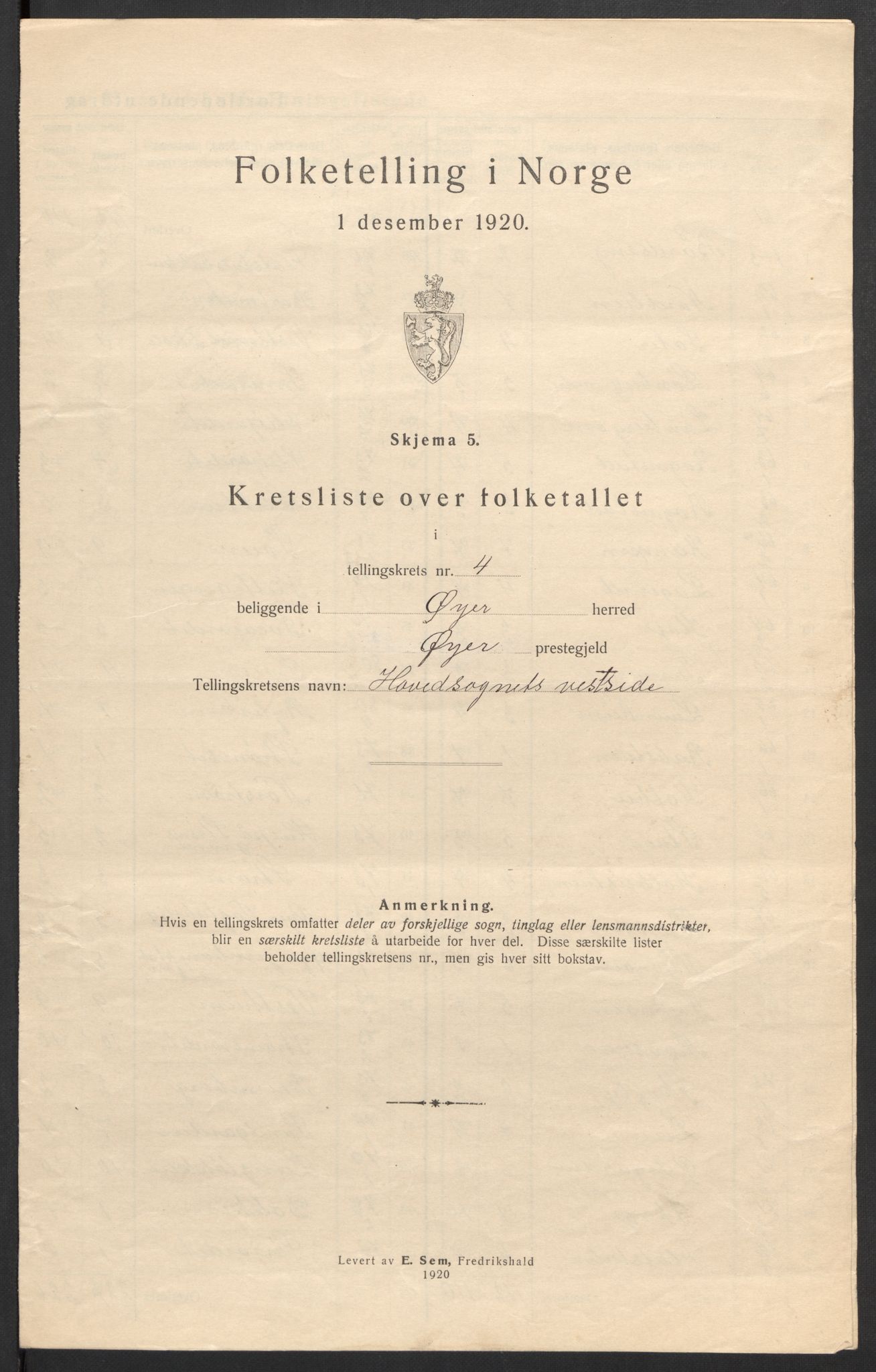 SAH, 1920 census for Øyer, 1920, p. 18