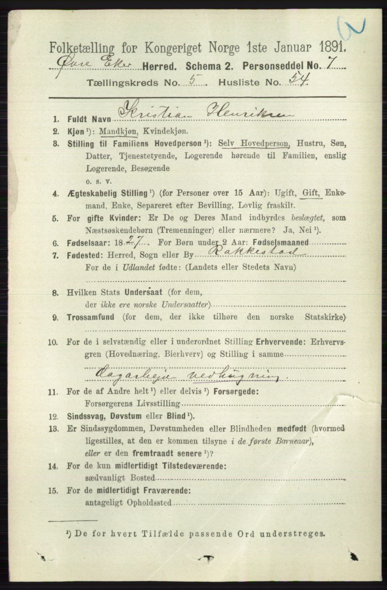 RA, 1891 census for 0624 Øvre Eiker, 1891, p. 2178
