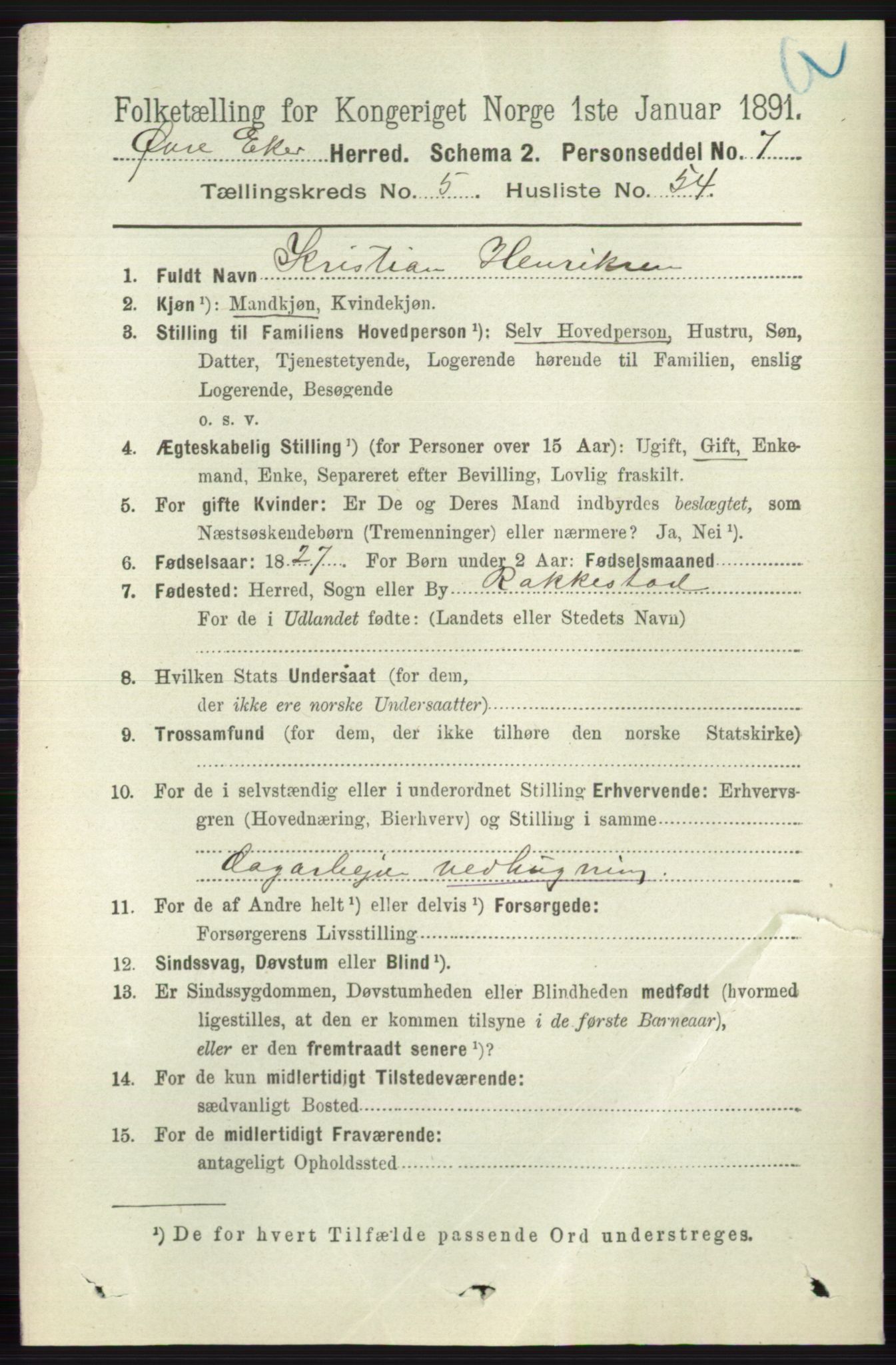 RA, 1891 census for 0624 Øvre Eiker, 1891, p. 2178