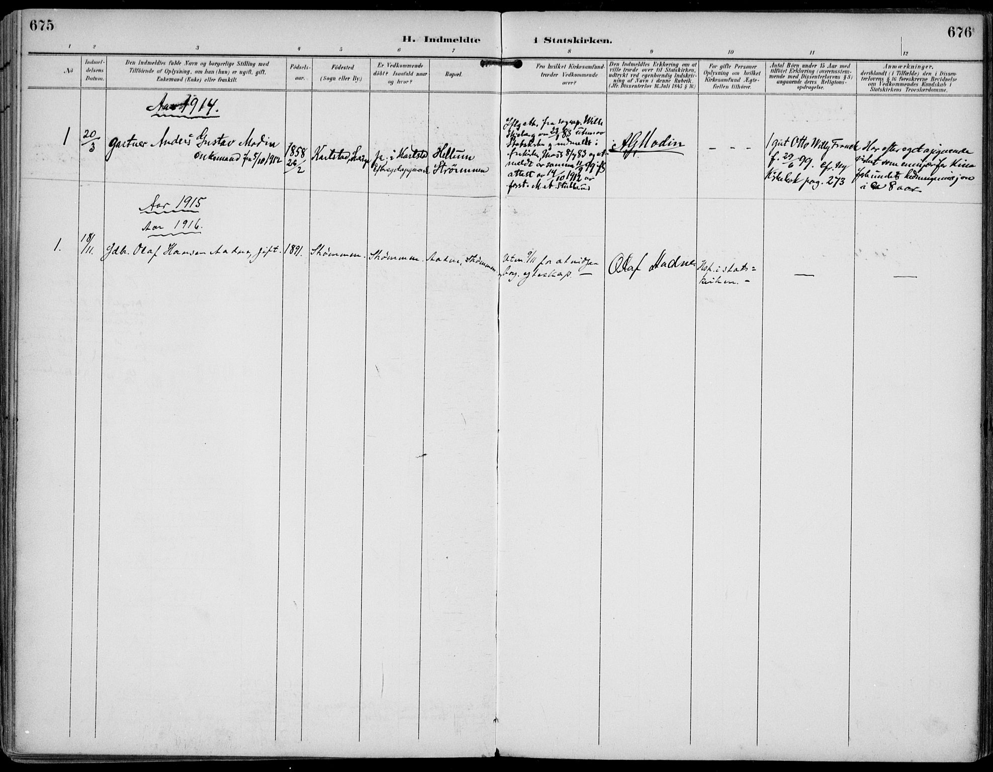 Strømm kirkebøker, SAKO/A-322/F/Fa/L0005: Parish register (official) no. I 5, 1898-1919, p. 675-676