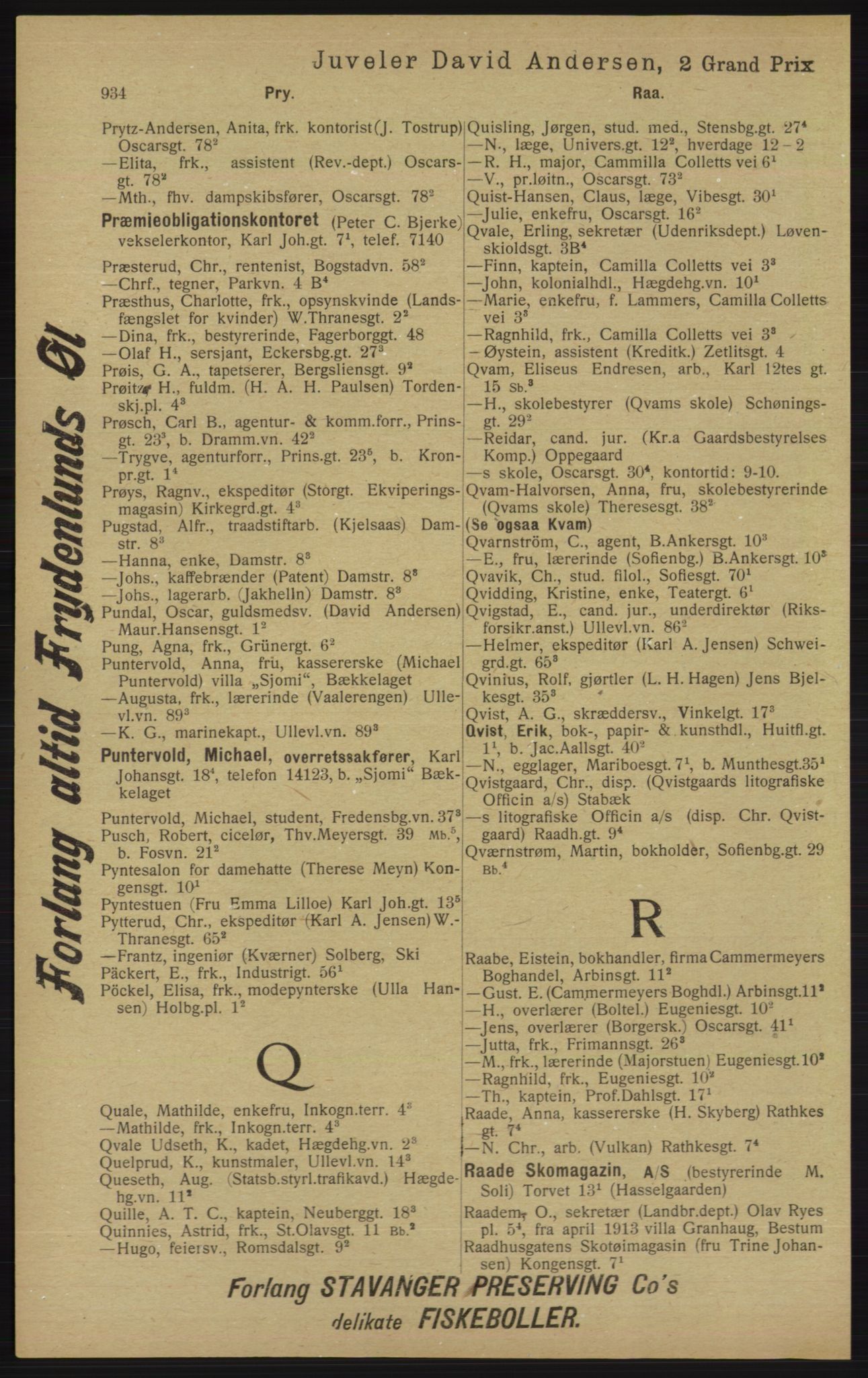 Kristiania/Oslo adressebok, PUBL/-, 1913, p. 946
