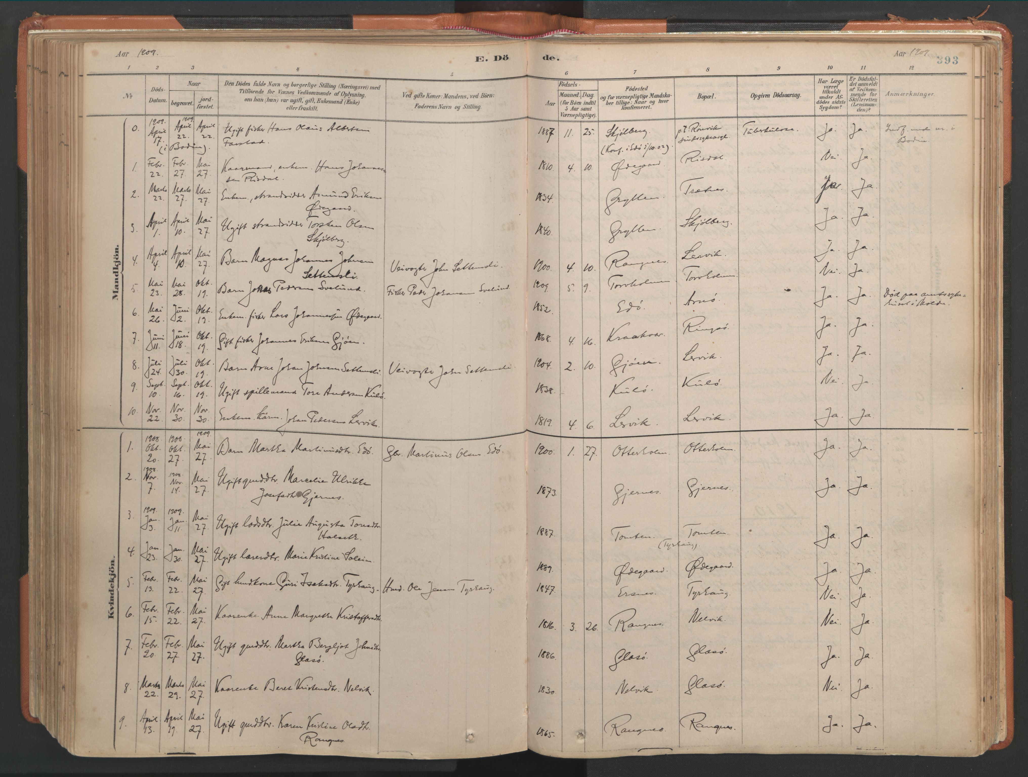 Ministerialprotokoller, klokkerbøker og fødselsregistre - Møre og Romsdal, SAT/A-1454/581/L0941: Parish register (official) no. 581A09, 1880-1919, p. 393