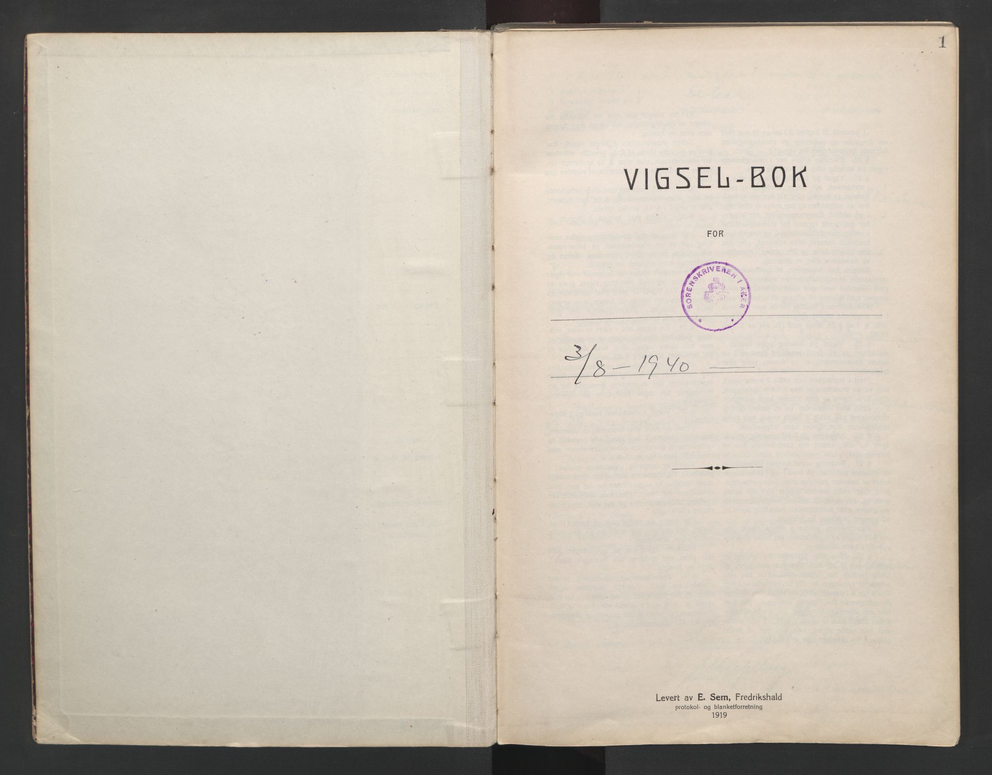 Aker sorenskriveri, SAO/A-10895/L/Lc/Lcb/L0013: Vigselprotokoll, 1940-1941, p. 1