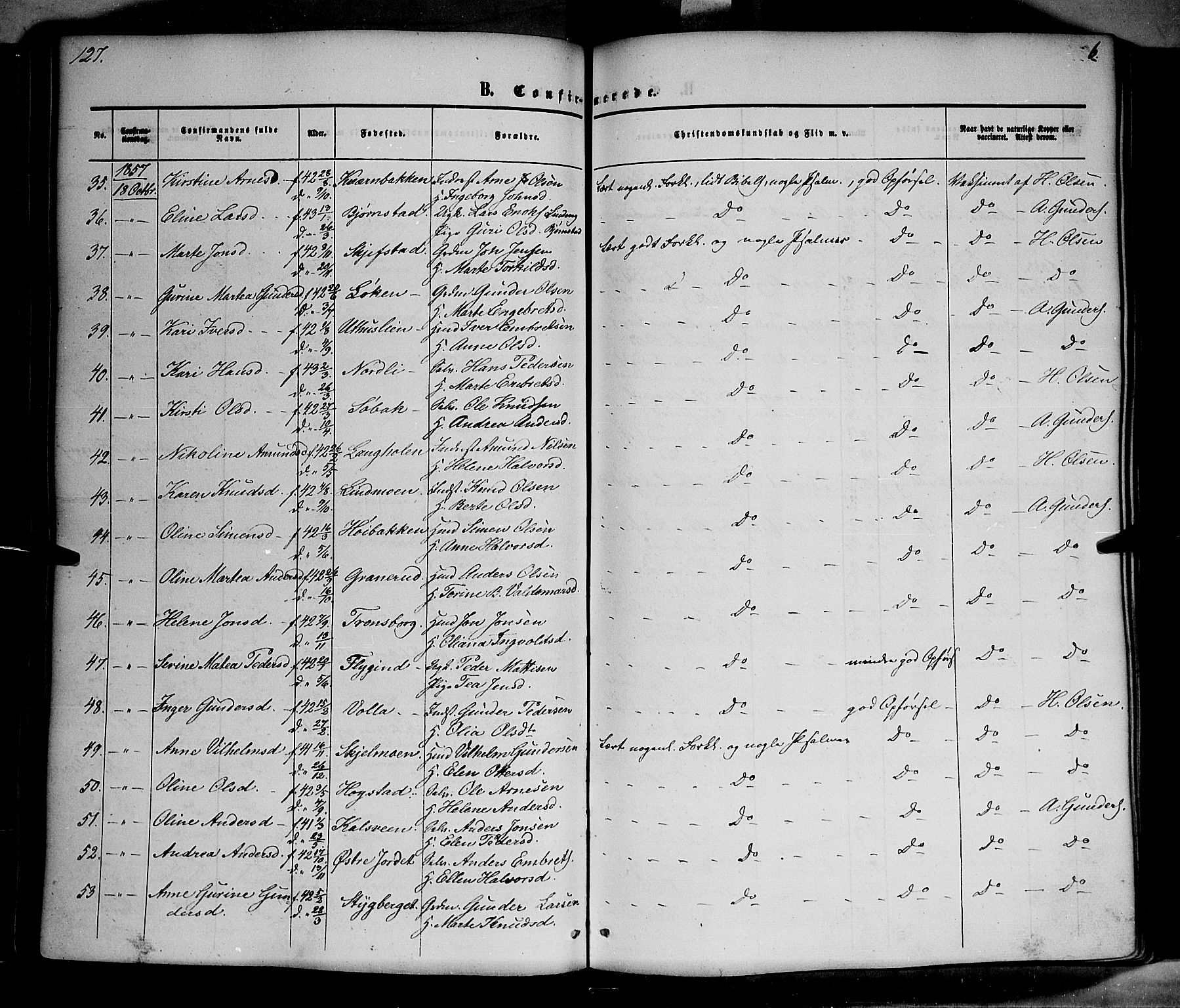 Elverum prestekontor, SAH/PREST-044/H/Ha/Haa/L0010: Parish register (official) no. 10, 1857-1868, p. 127