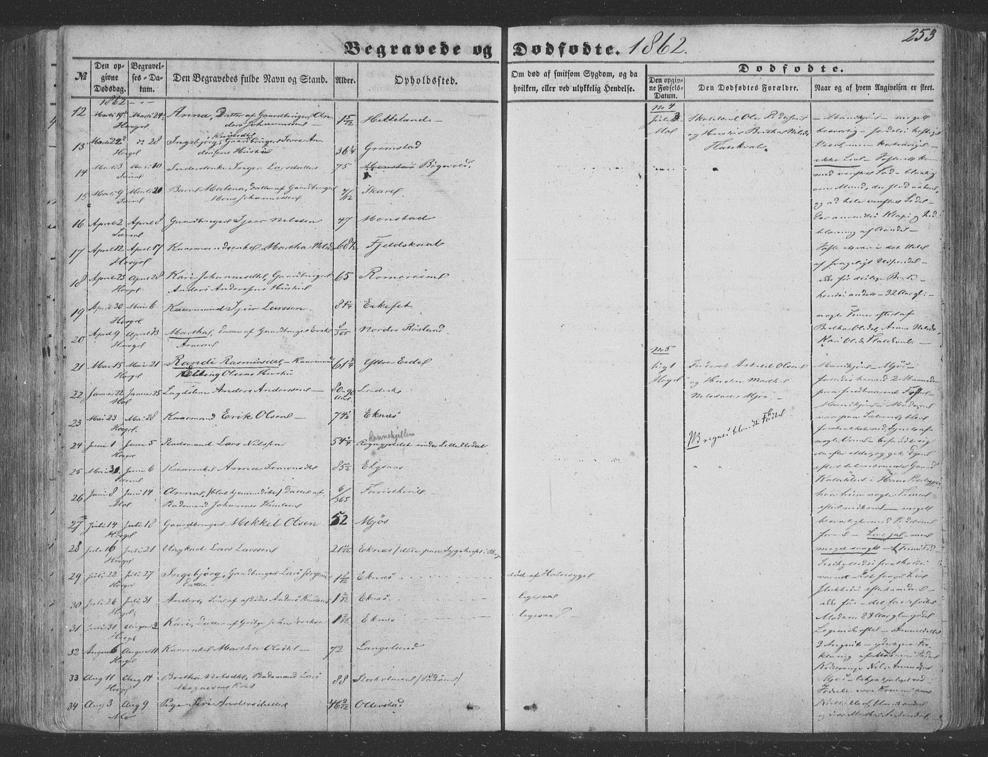 Hosanger sokneprestembete, AV/SAB-A-75801/H/Haa: Parish register (official) no. A 8, 1849-1863, p. 253