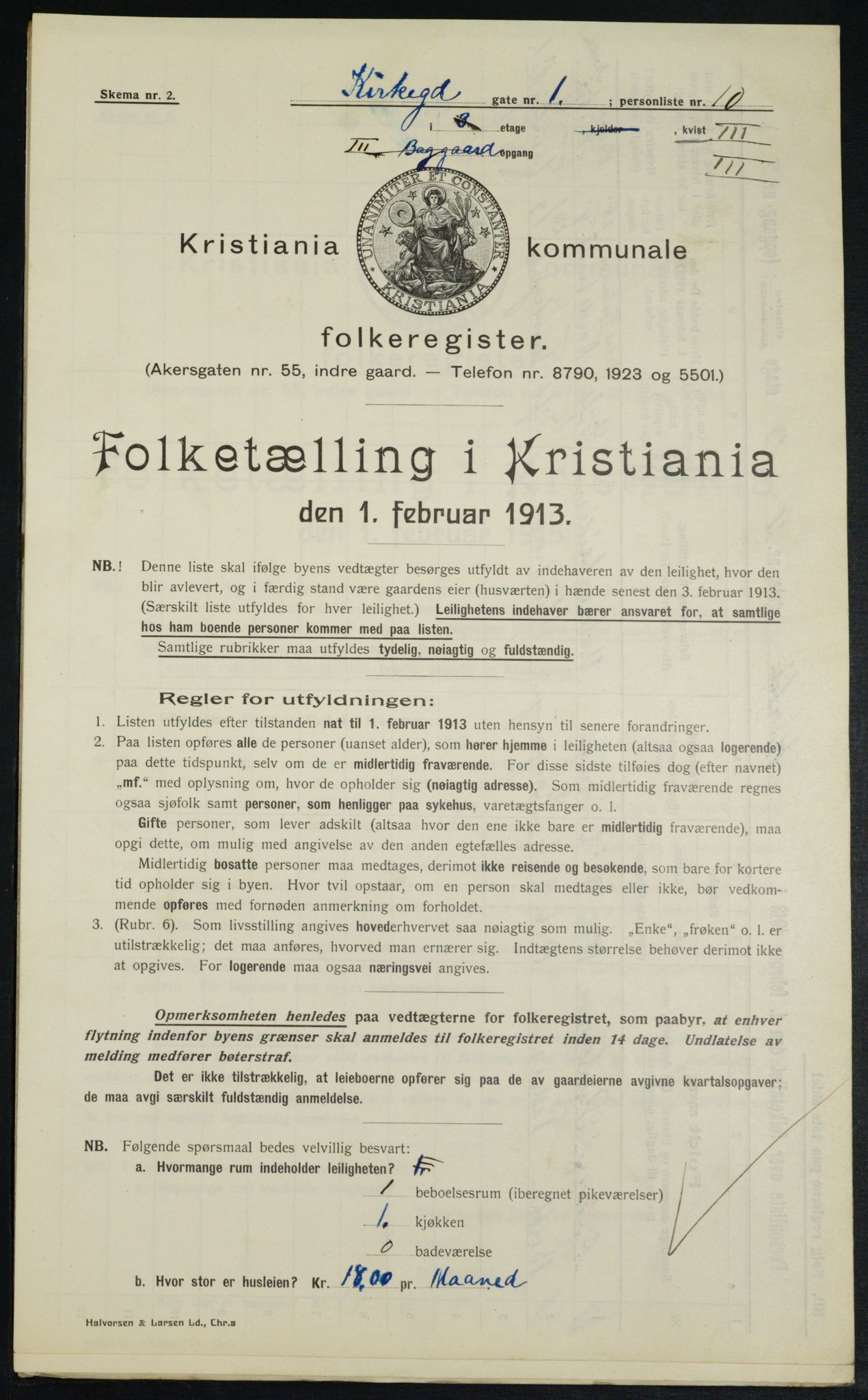 OBA, Municipal Census 1913 for Kristiania, 1913, p. 49472