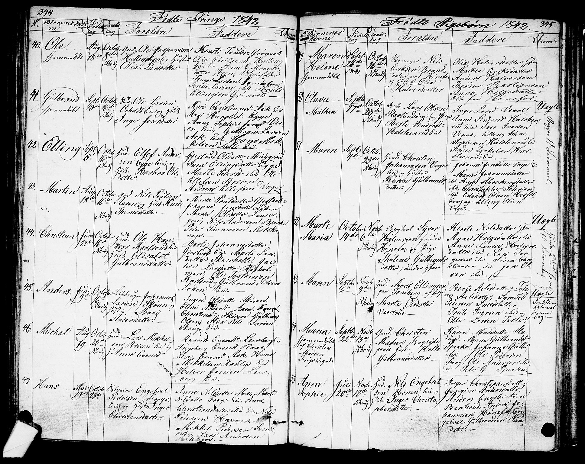 Norderhov kirkebøker, AV/SAKO-A-237/G/Ga/L0004: Parish register (copy) no. I 4, 1824-1849, p. 344-345