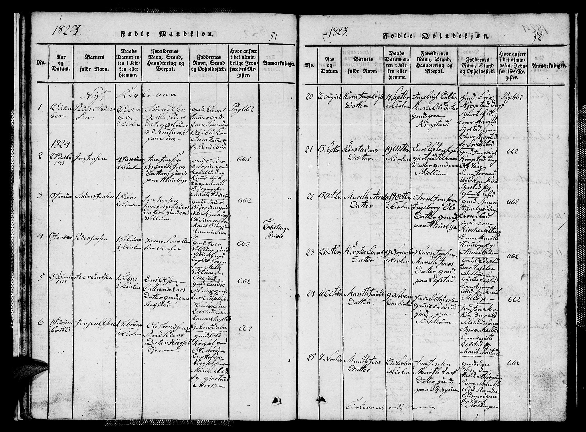 Ministerialprotokoller, klokkerbøker og fødselsregistre - Sør-Trøndelag, SAT/A-1456/667/L0796: Parish register (copy) no. 667C01, 1817-1836, p. 51-52