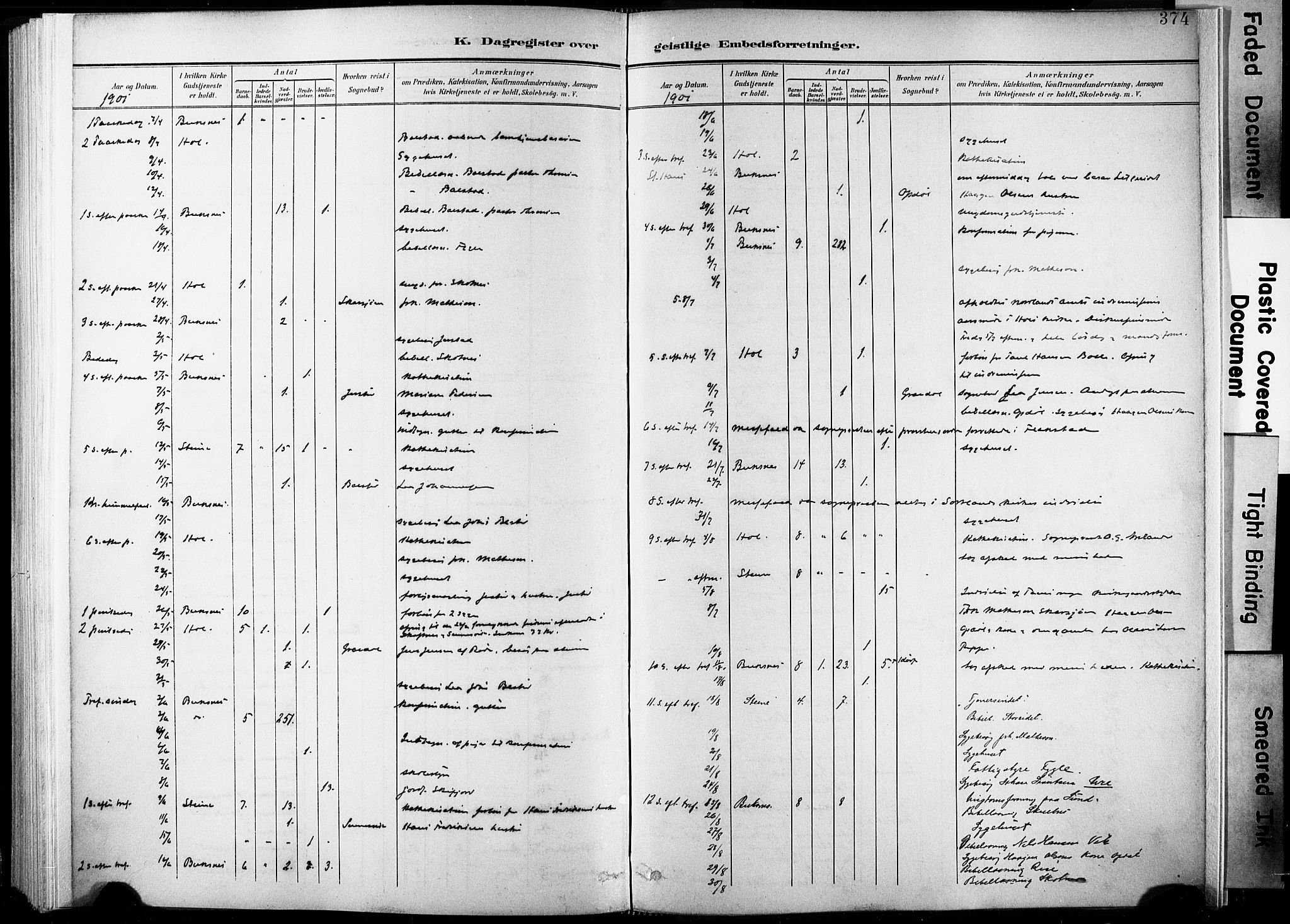 Ministerialprotokoller, klokkerbøker og fødselsregistre - Nordland, AV/SAT-A-1459/881/L1151: Parish register (official) no. 881A04, 1899-1907, p. 374